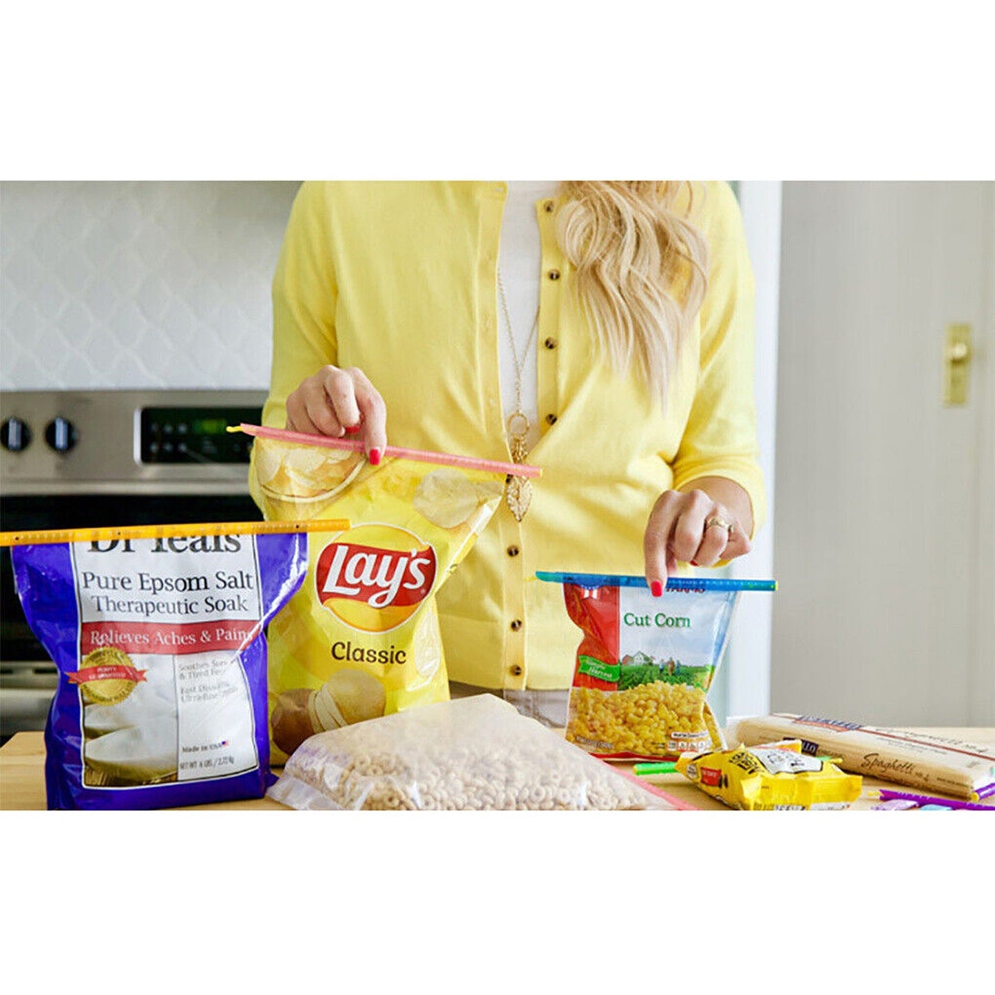 Reusable Kitchen Bag Sealer Clips Sealing Sticks for Lock Rod Bags