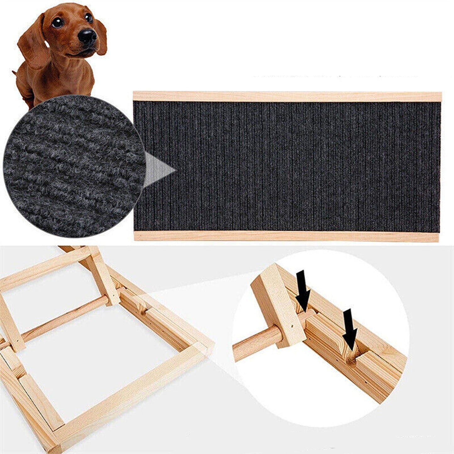 Adjustable Wooden Foldable Pet Ramp for Dogs Access to Bed Sofa Car
