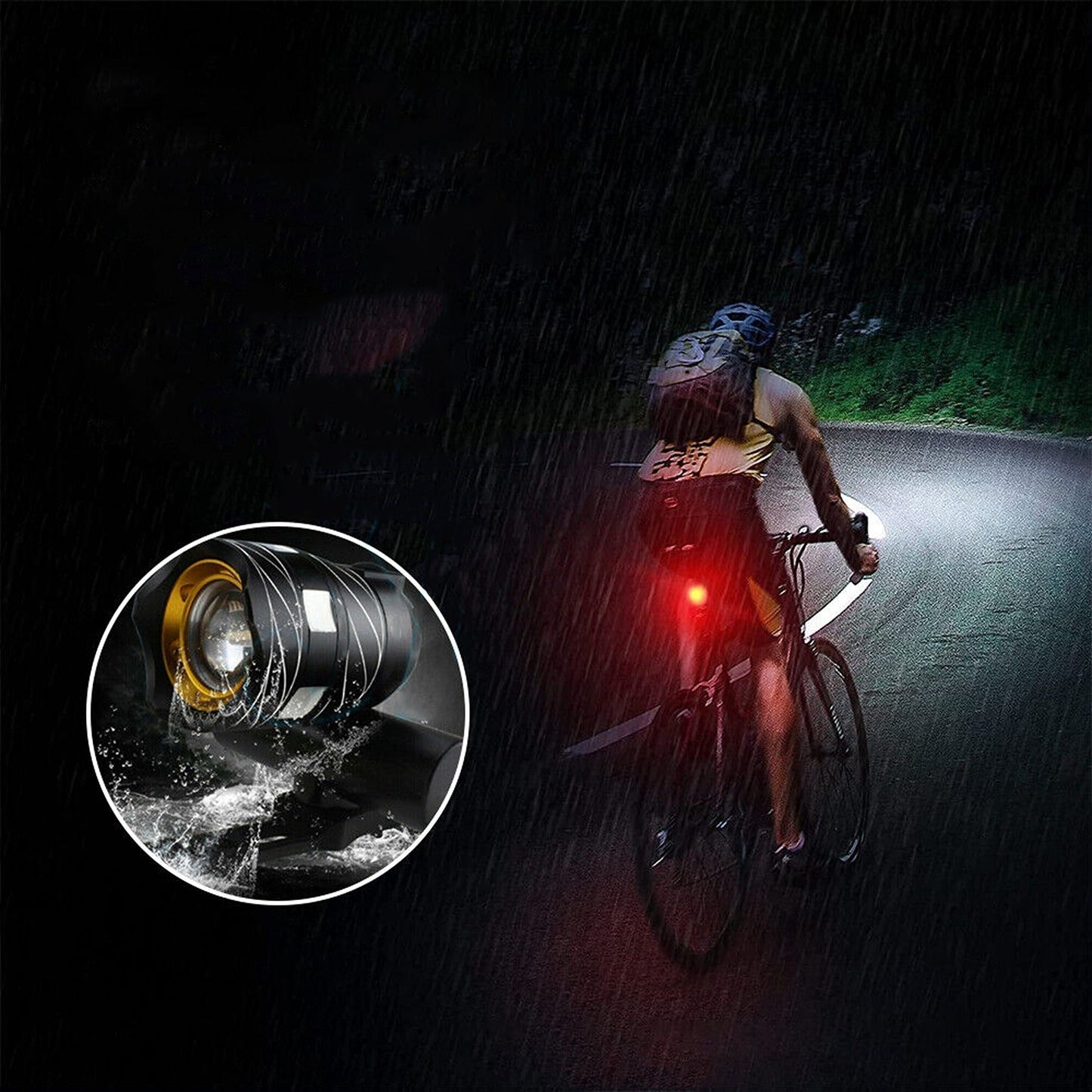 15000LM USB Rechargeable Waterproof LED Bicycle Light Front and Back Set