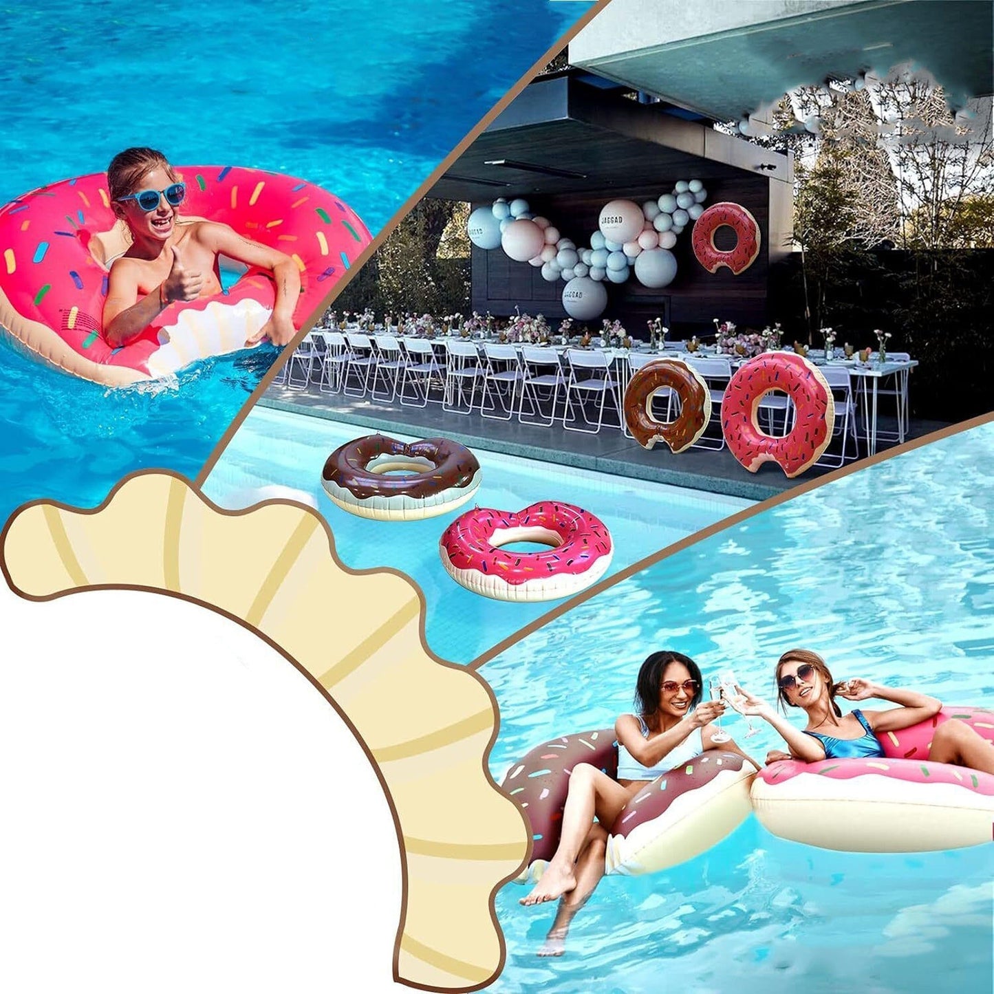 Giant Adult Inflatable Donut Pool Float Swimming Ring Lounge Bed