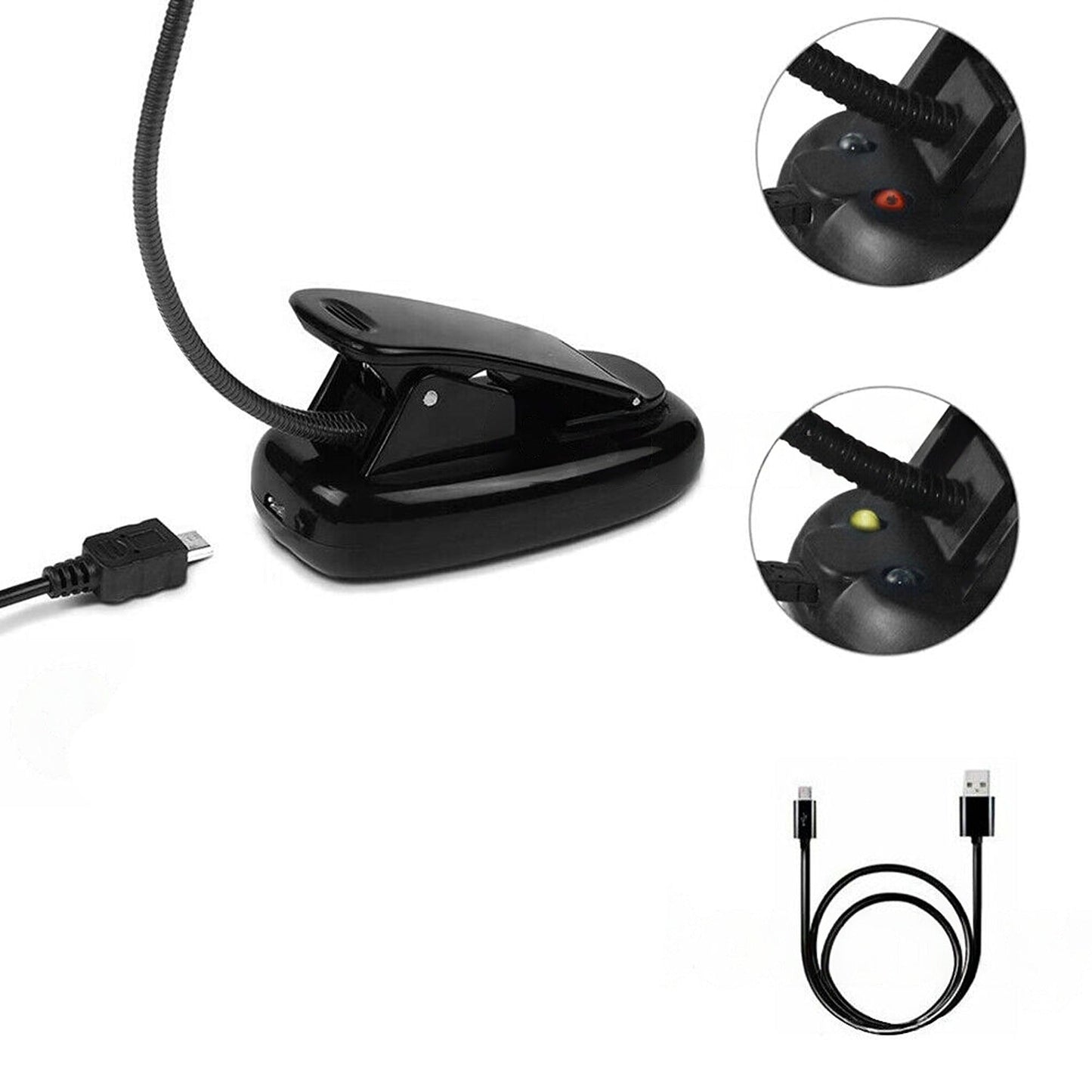 Clip On USB Rechargeable Reading Light Bed Book Lamp with 7 LED