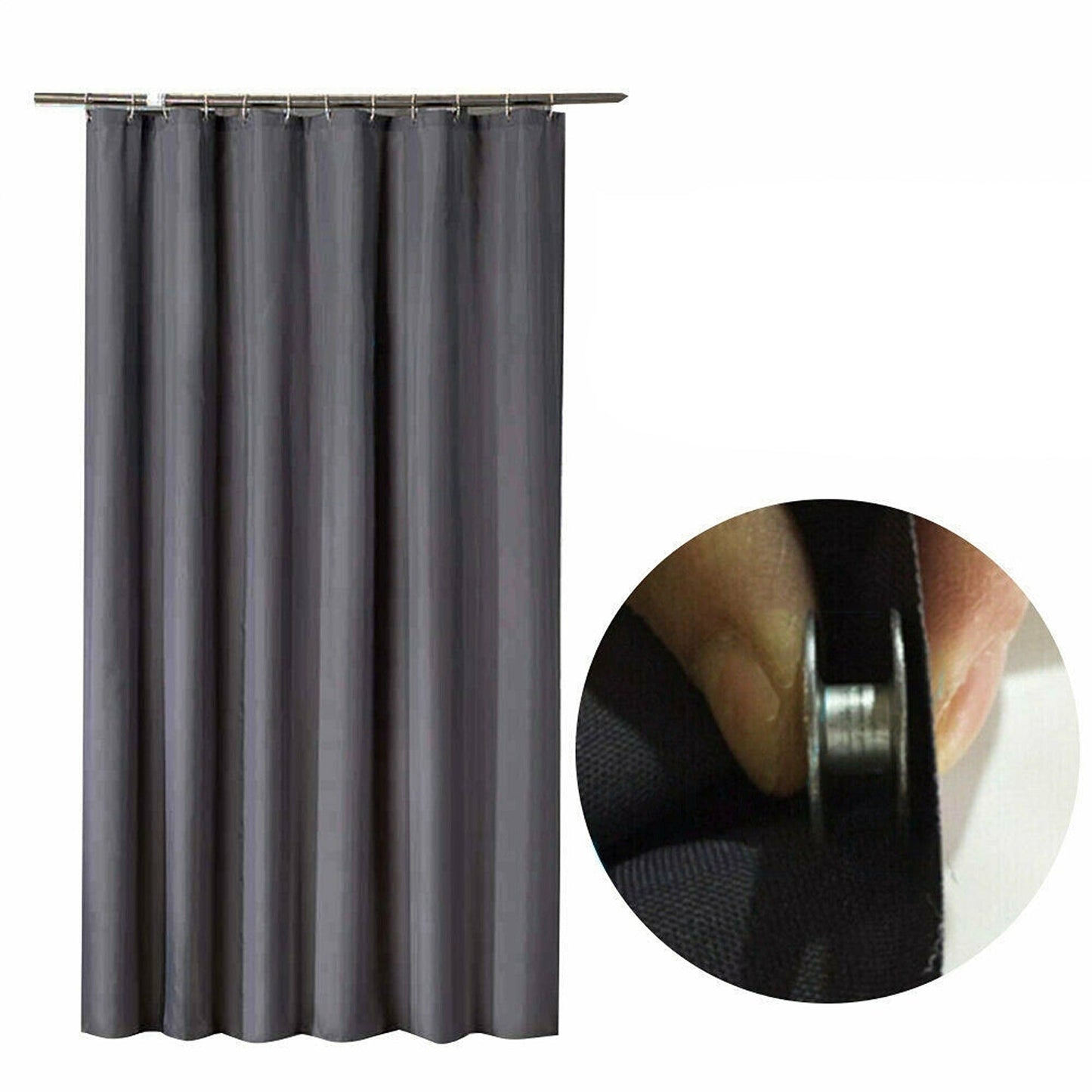 Waterproof Shower Curtain with Hooks and Weighted Hem 180x200cm