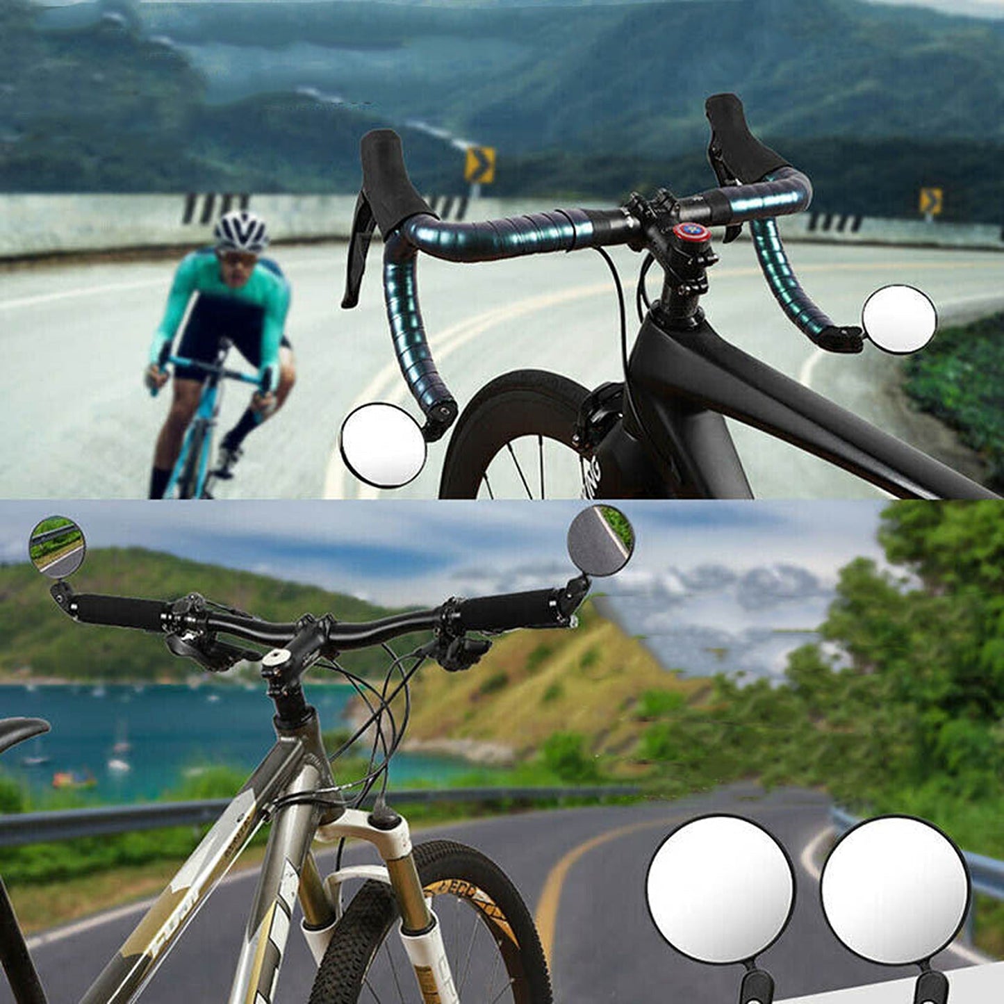 Mountain Bike Rearview Mirror Convex Handlebar Safety Mirror