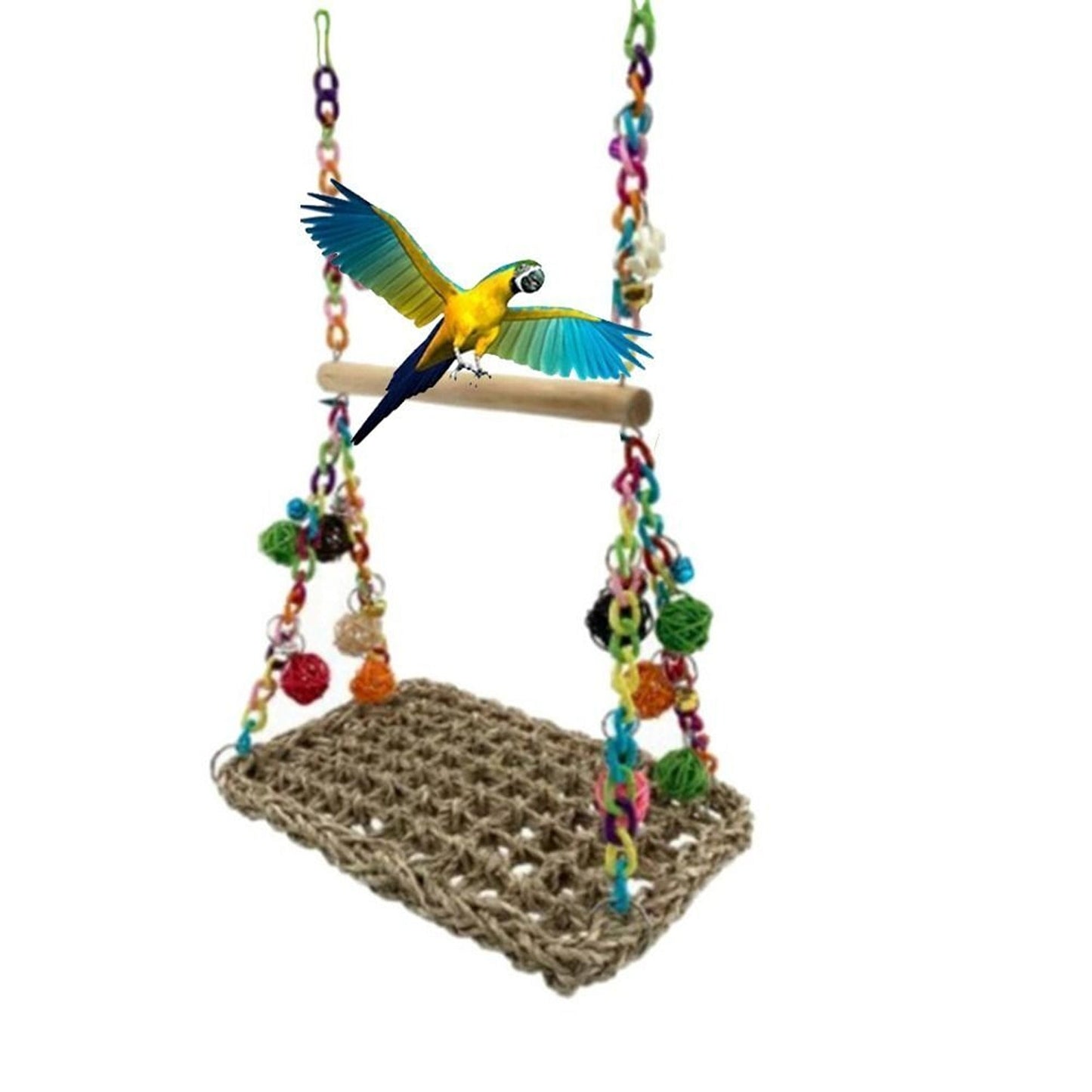 Hanging Bird Climbing Net and Swing Parrot Perch Toy Hammock