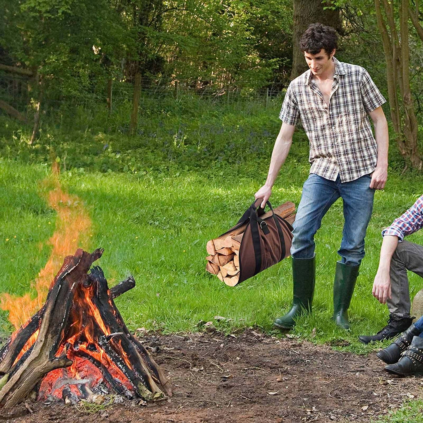 Canvas Wood Carrying Holder Multifunctional Firewood Carrier Bag