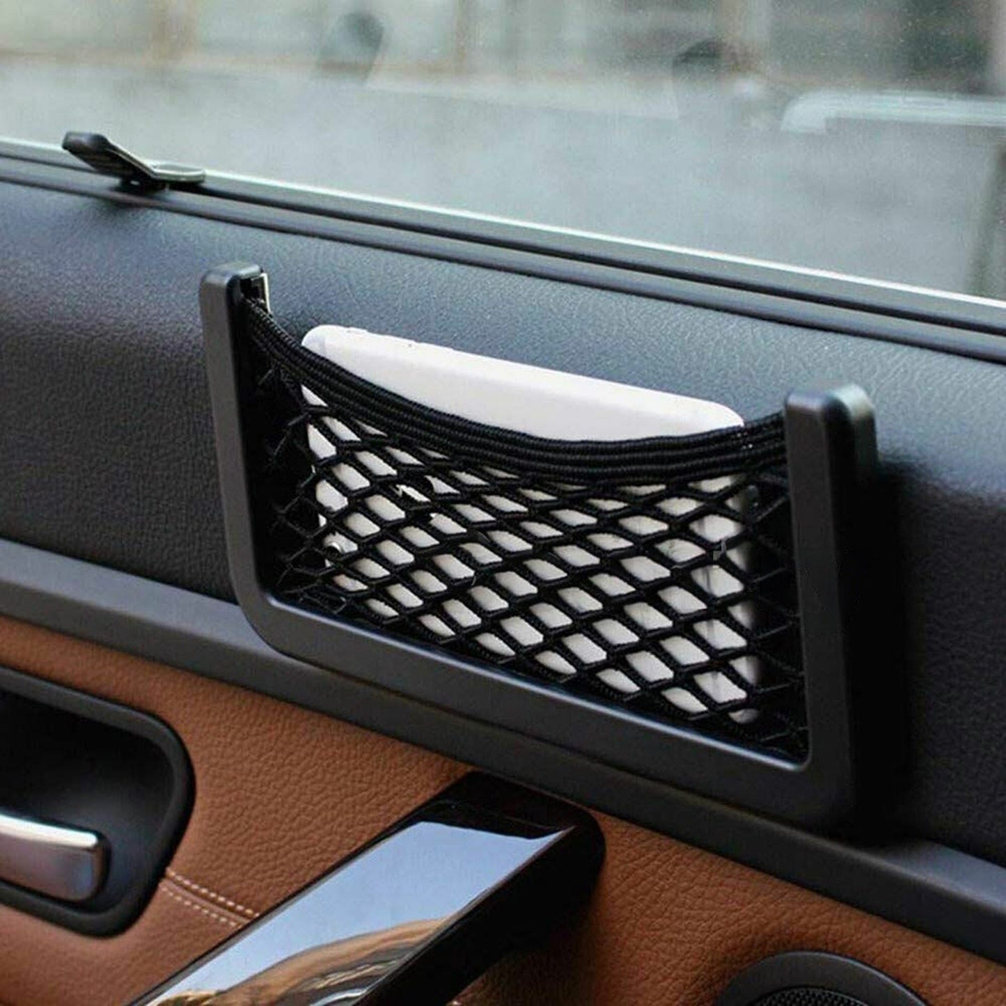 2pcs Car Storage Mesh Organizer Medium Black Truck Holder Pocket