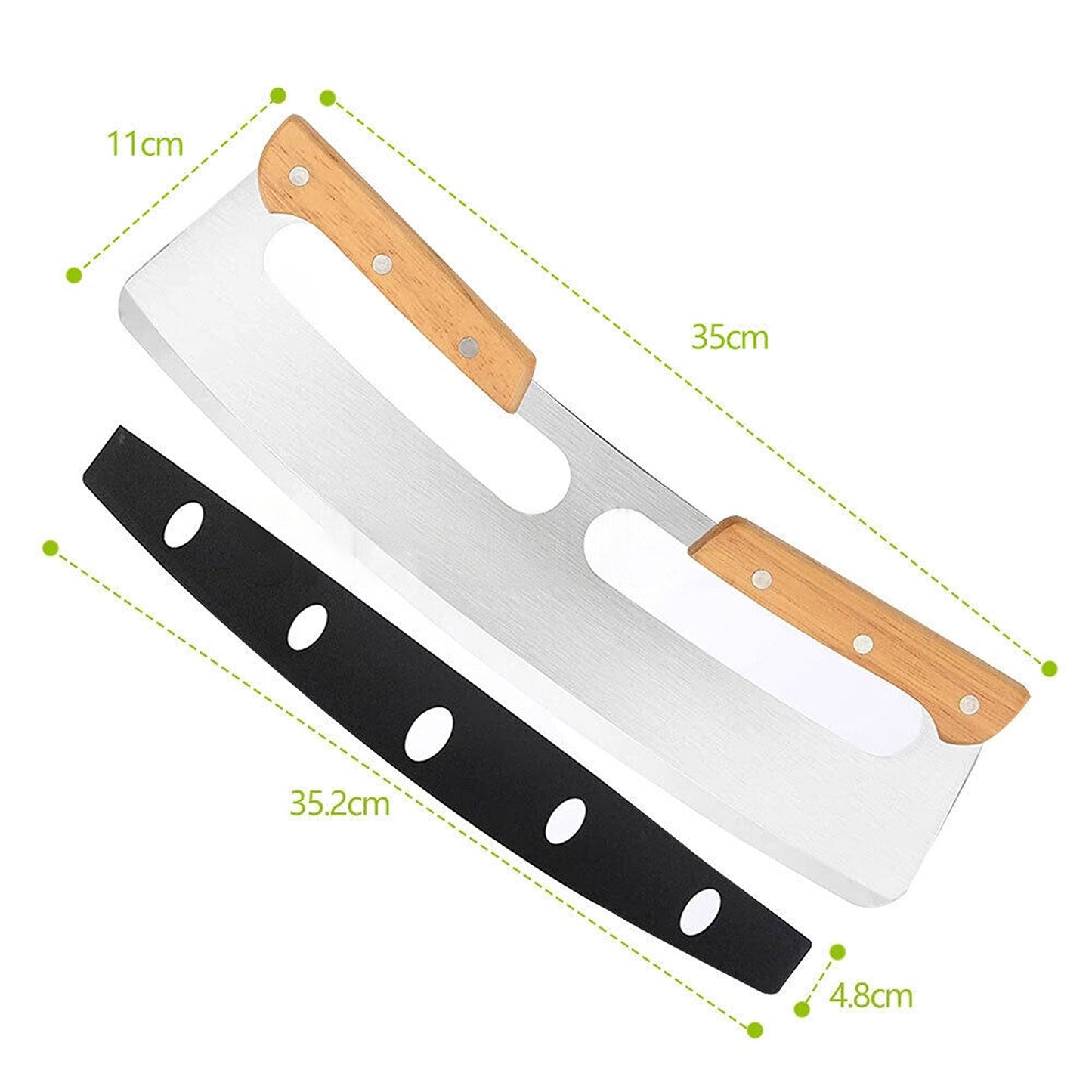 Protective Rocker Blade Slicer for Pizza Stainless Steel with Cover
