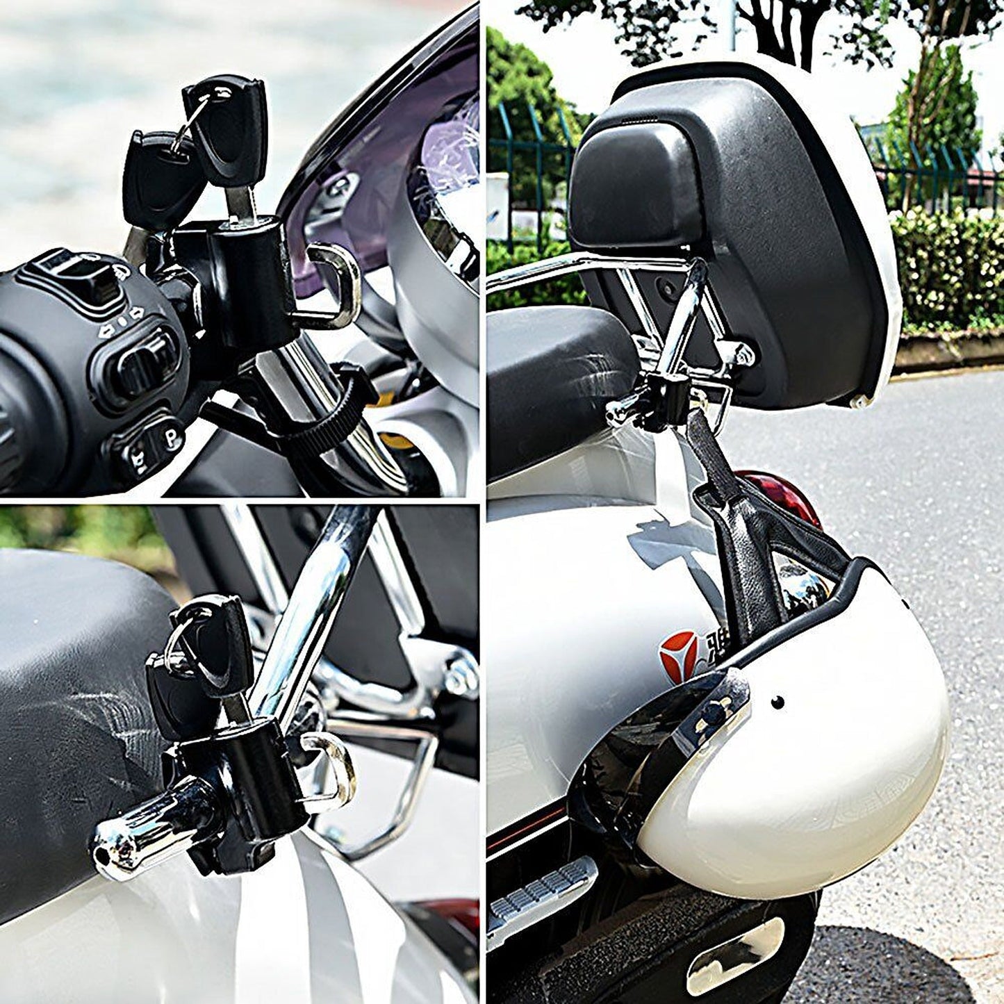 Universal Motorcycle Helmet Lock with Handlebar Hook Anti-theft