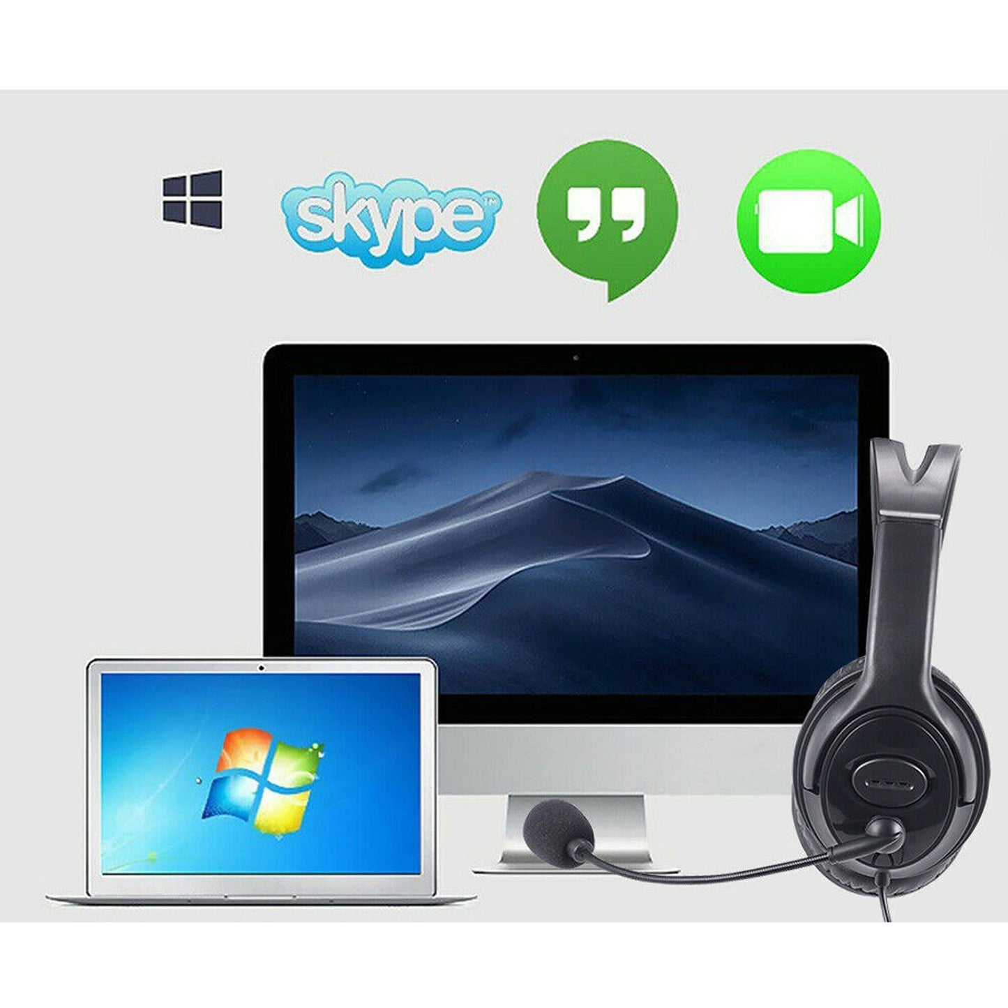 USB Wired Headset with Noise Cancelling Microphone for PC and Laptop