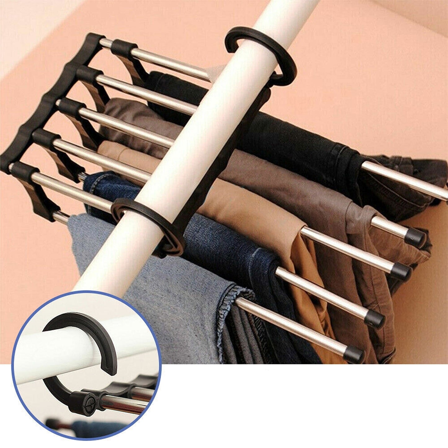 Stainless Steel Space Saving 5 Layered Pants Rack Hanger