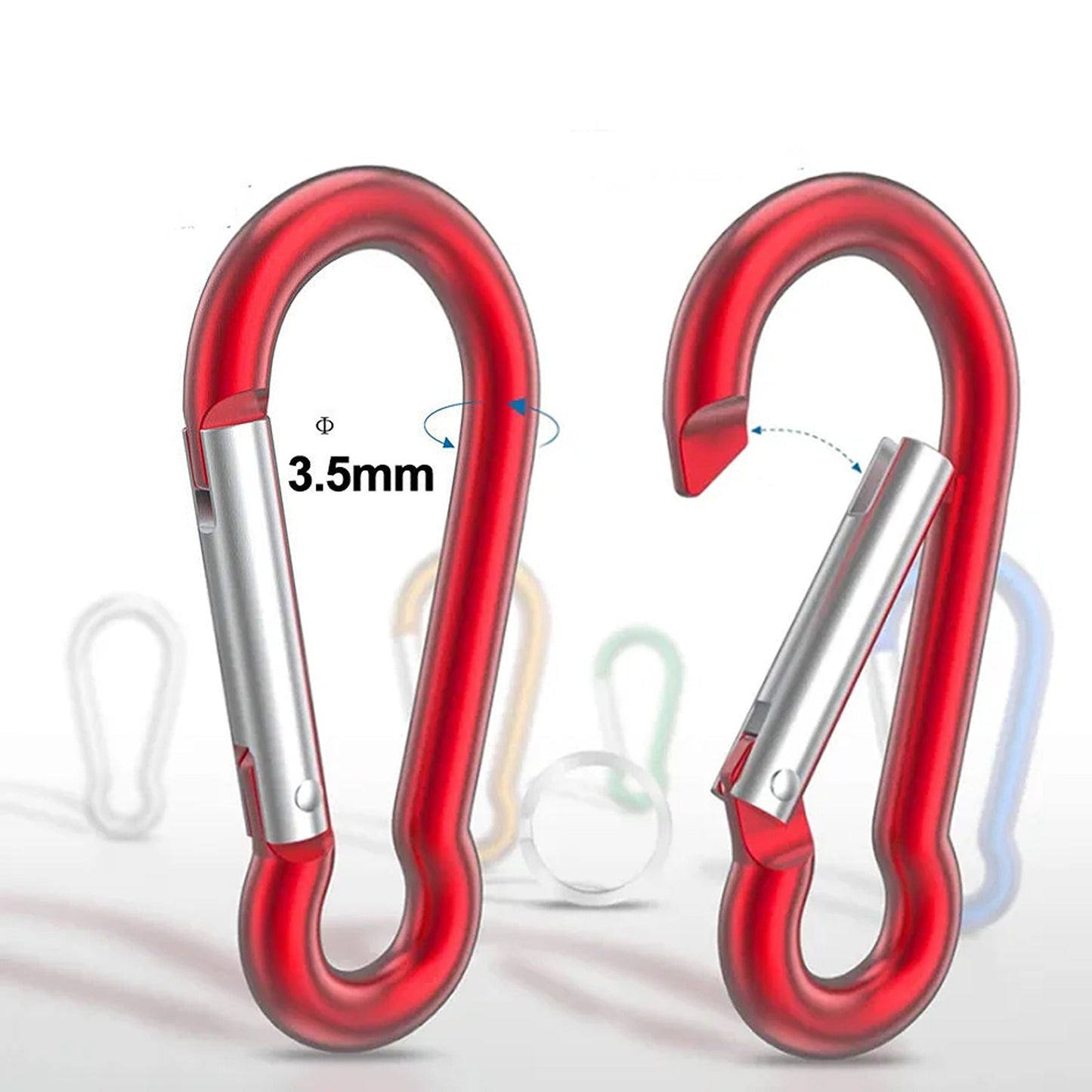 Colored Aluminum Carabiner Clips Snap Hooks for Keychains and Hiking