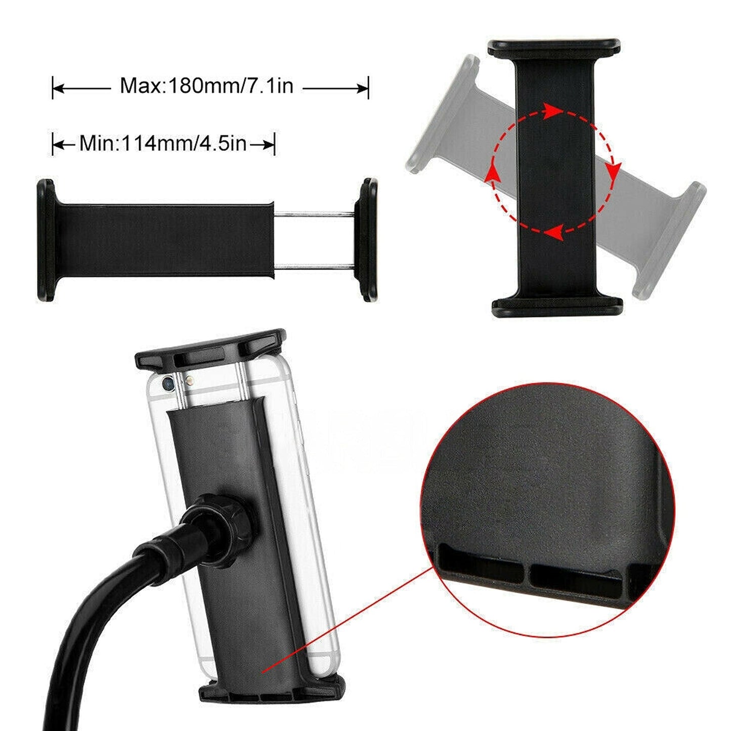 360-Degree Rotating Bed Desk Mount Stand Holder for Tablets and Phones