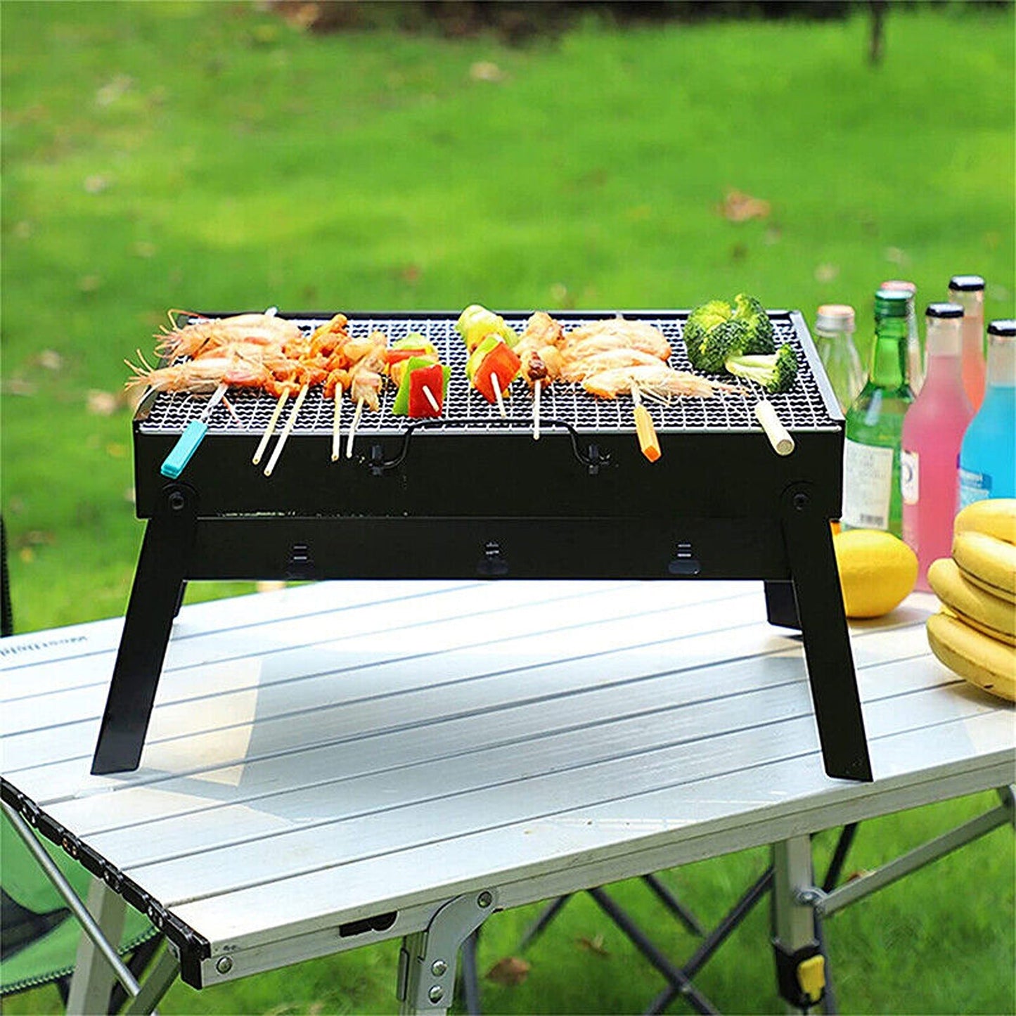 Foldable and Portable Charcoal BBQ Grill for Outdoor Picnics