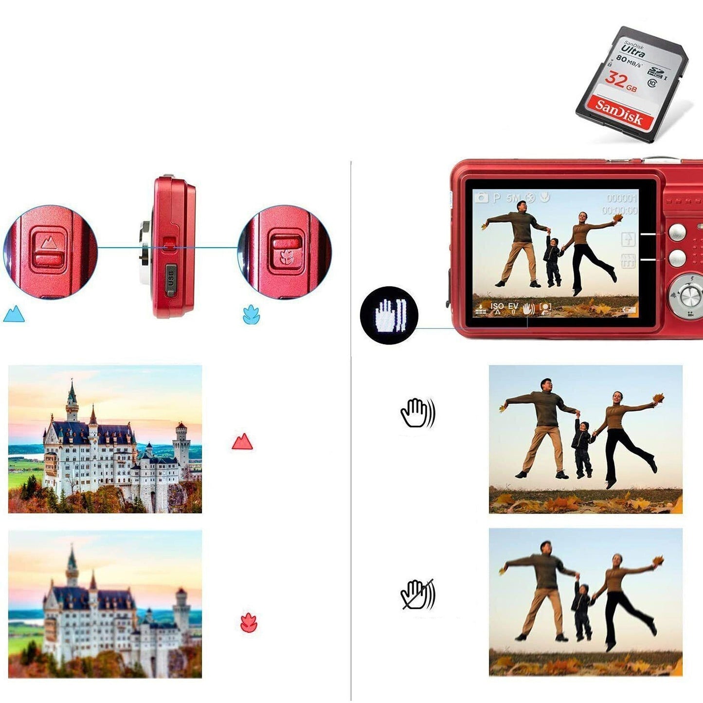 Digital Vlogging Camera with 2.7in TFT LCD Screen 18MP 8x Zoom