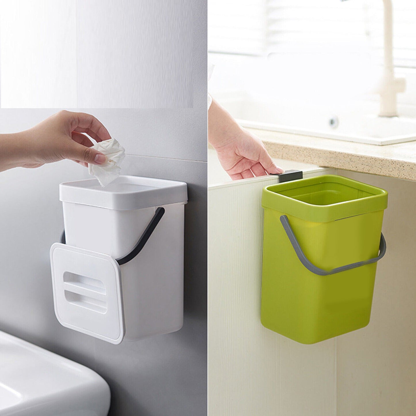 Wall Mounted Cupboard Door Trash Can with Push Top Lid