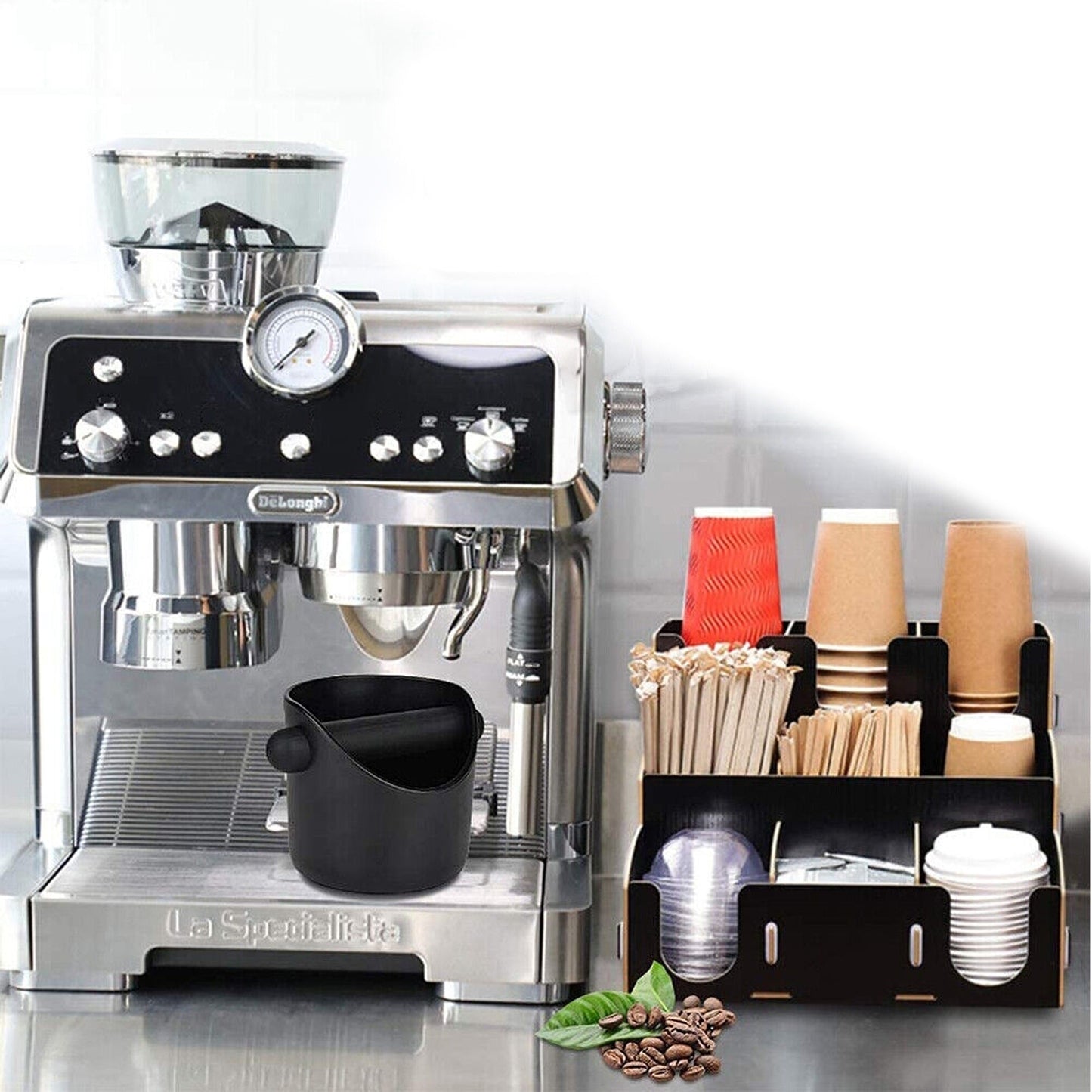 Espresso Coffee Grinds Knock Box Black Waste Container