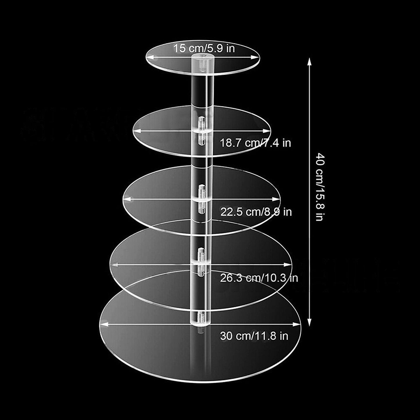 Acrylic 5-Tier Round Cupcake Stand Birthday Wedding Cake Holder