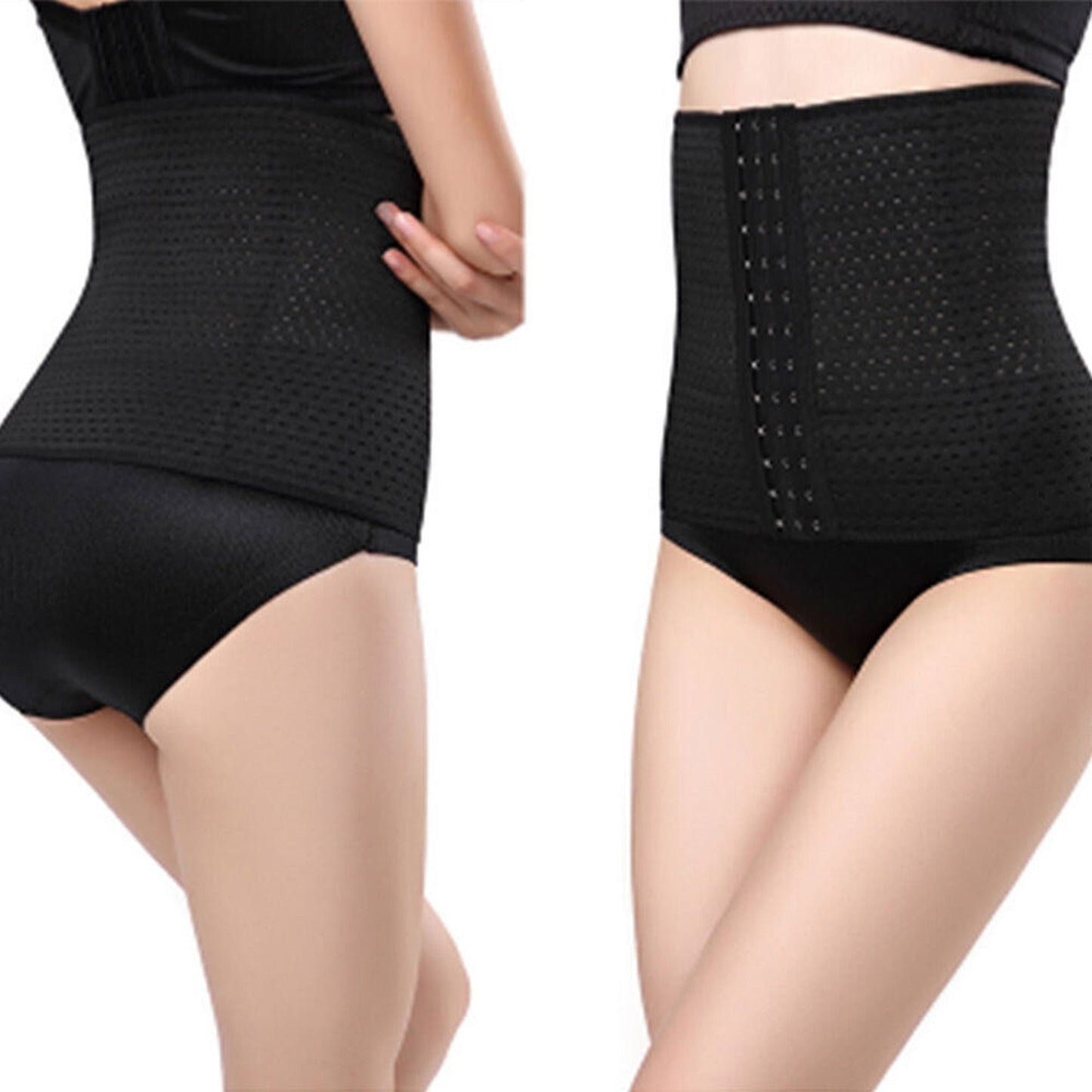 Black Waist Trainer Cincher Tummy Girdle Belt for Slimming and Body Shaping