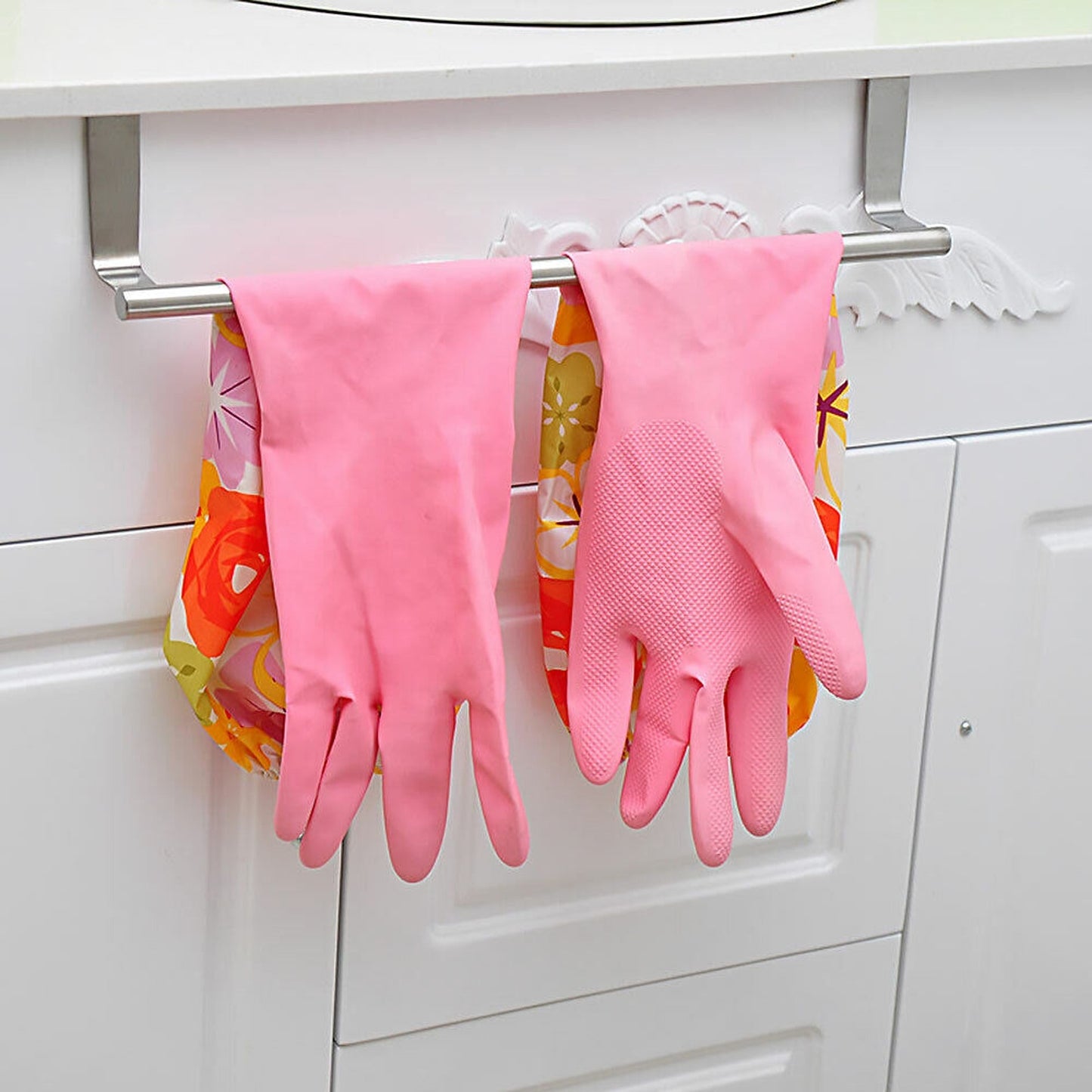 Over Door Tea Towel Rack Bathroom Rail Cupboard Hanger Hook