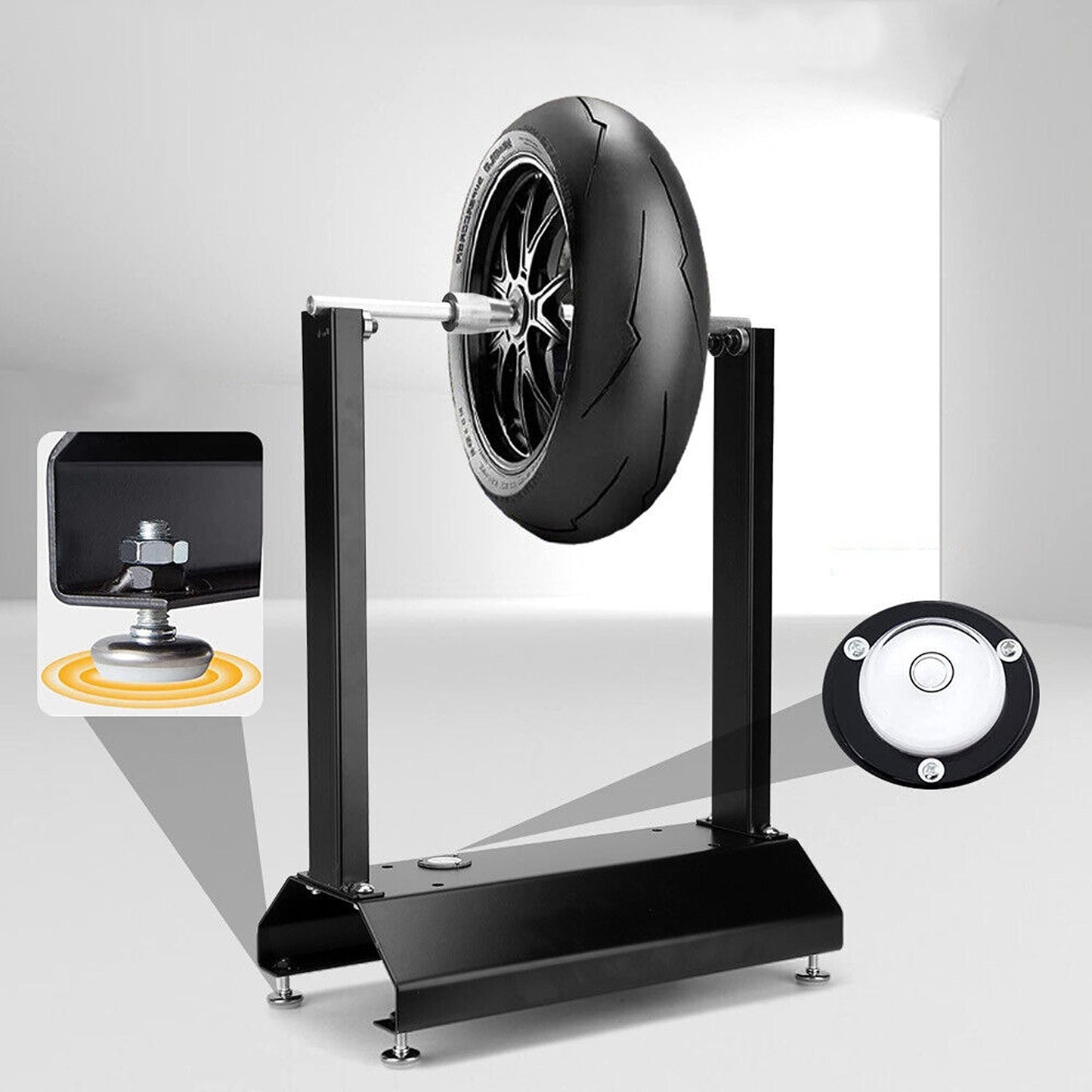Balancing Stand for Motorcycle Wheels with Bubble Level