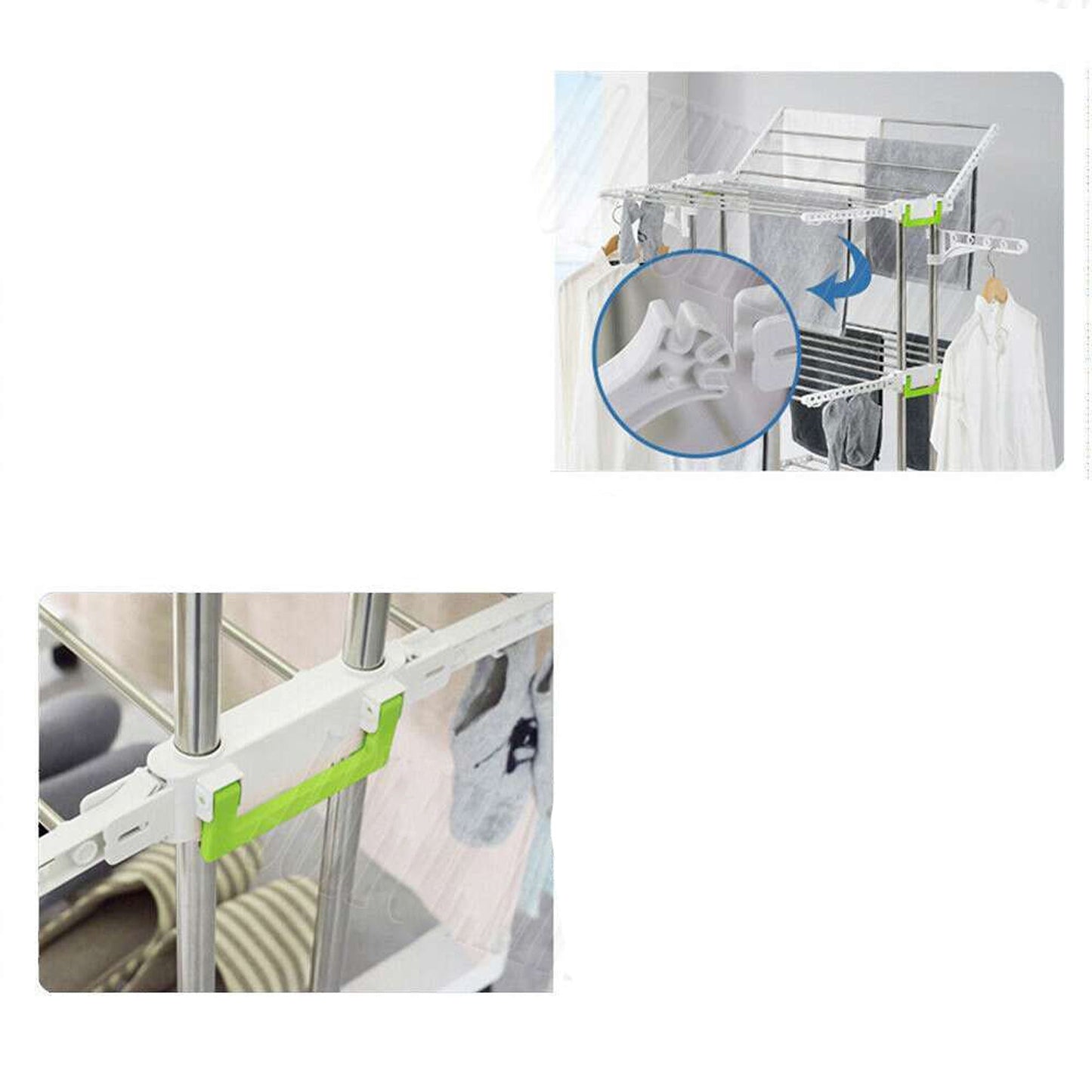 Large Premium Foldable Clothes Rack with Rolling Stainless Rod for Laundry Drying