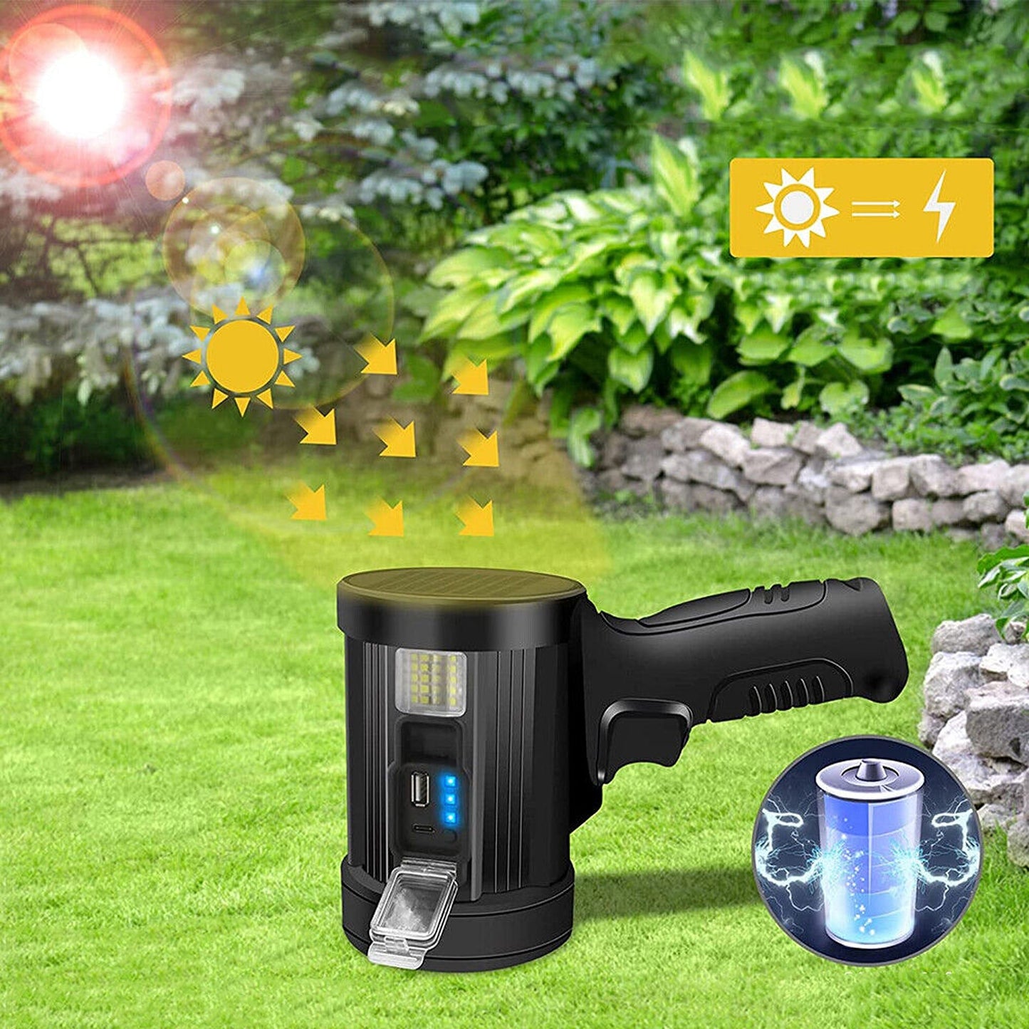 Handheld Rechargeable LED Searchlight with 400000LM and Side Light