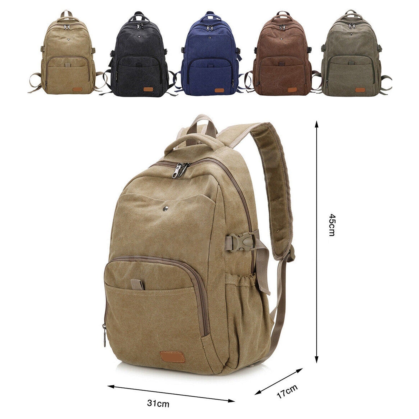 Unisex Vintage Canvas Backpack for Laptops Rucksack for School and Travel