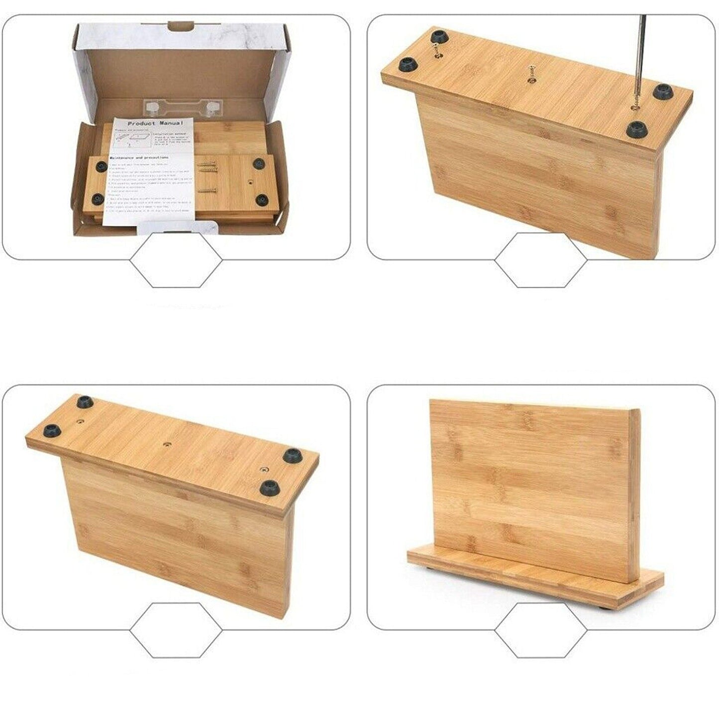 Bamboo Magnetic Knife Block Eco-friendly Cutlery Stand with Enhanced Magnets