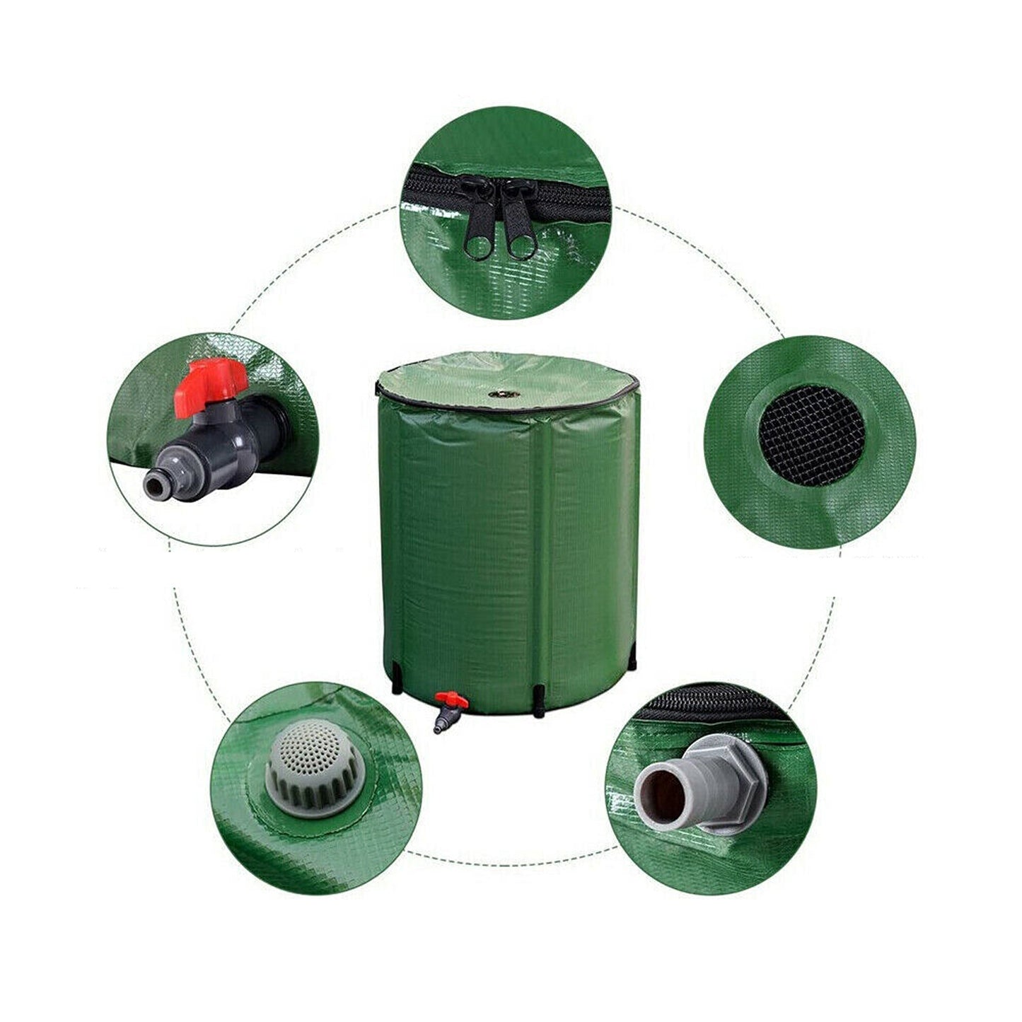 Collapsible Water Storage Tank with Mesh Filter for Rainwater Collection 250L