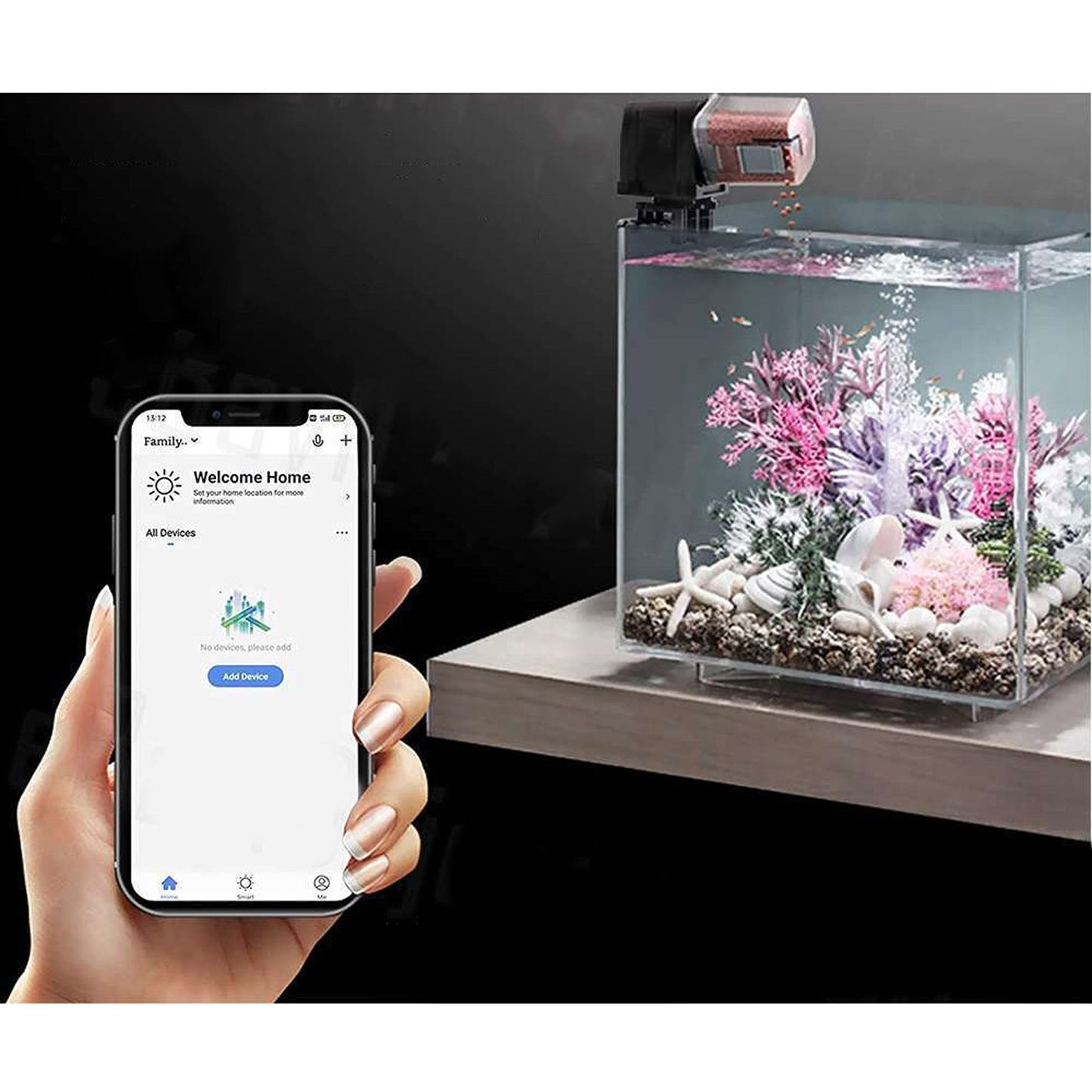 Wi-Fi Enabled Fish Food Dispenser Automatic Feeder for Aquariums