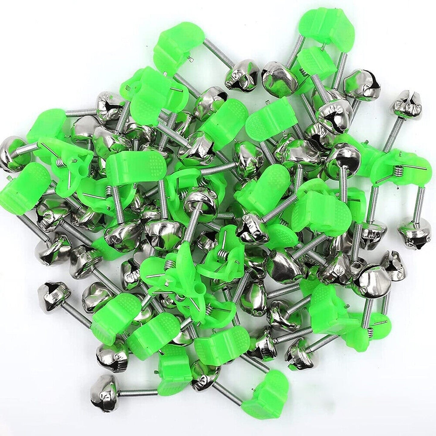 Double Rod Fishing Alarm Bells Bite Indicator Hot Green