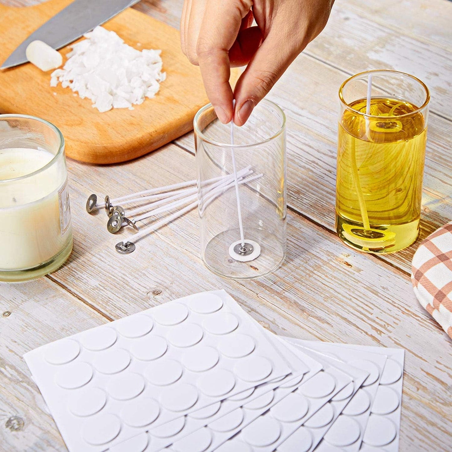 10 Sheets Candle Wick Stickers for DIY Candle Making Heat Resistant Double-Sided