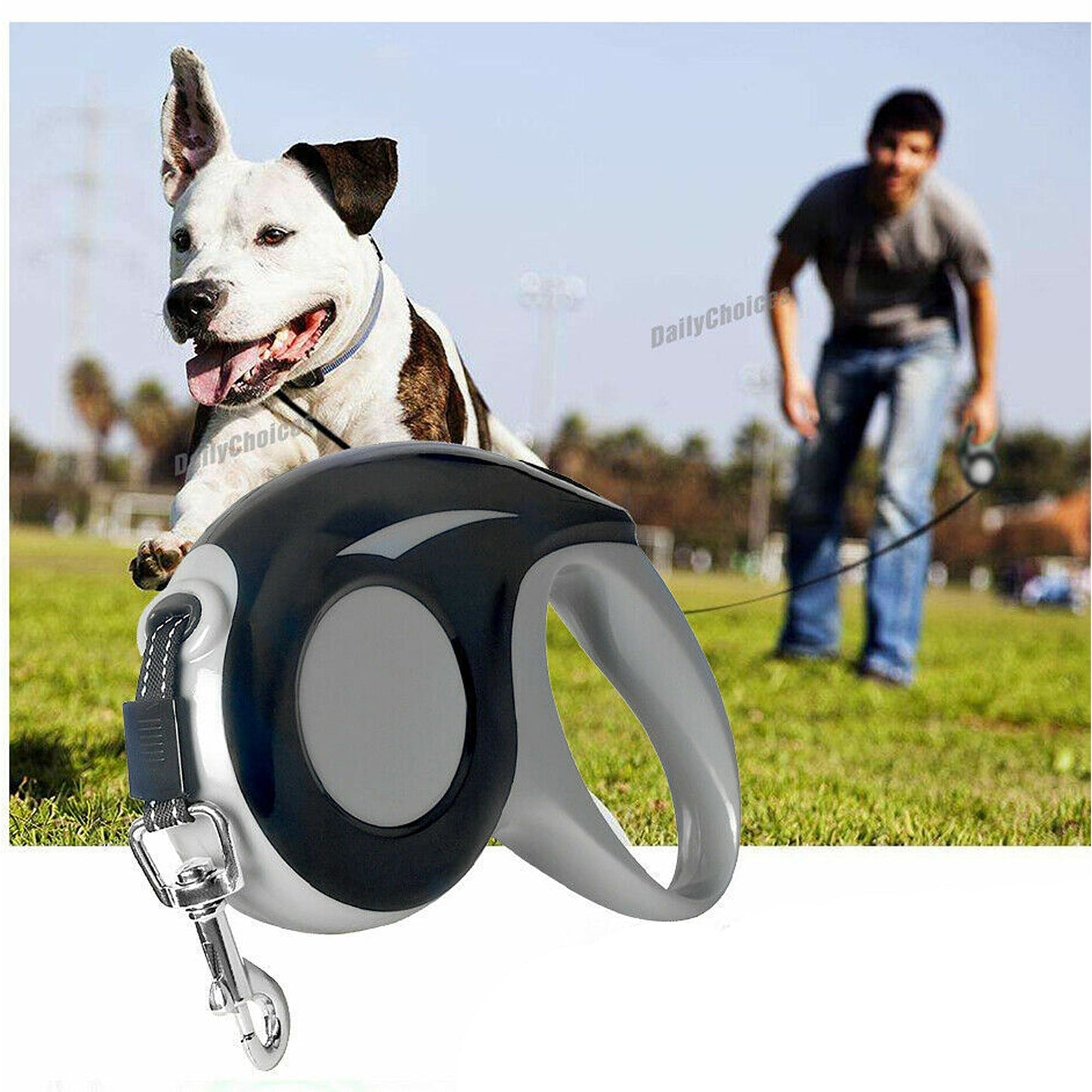 5m Long Retractable Dog Leash with Lockable Heavy-Duty Rope