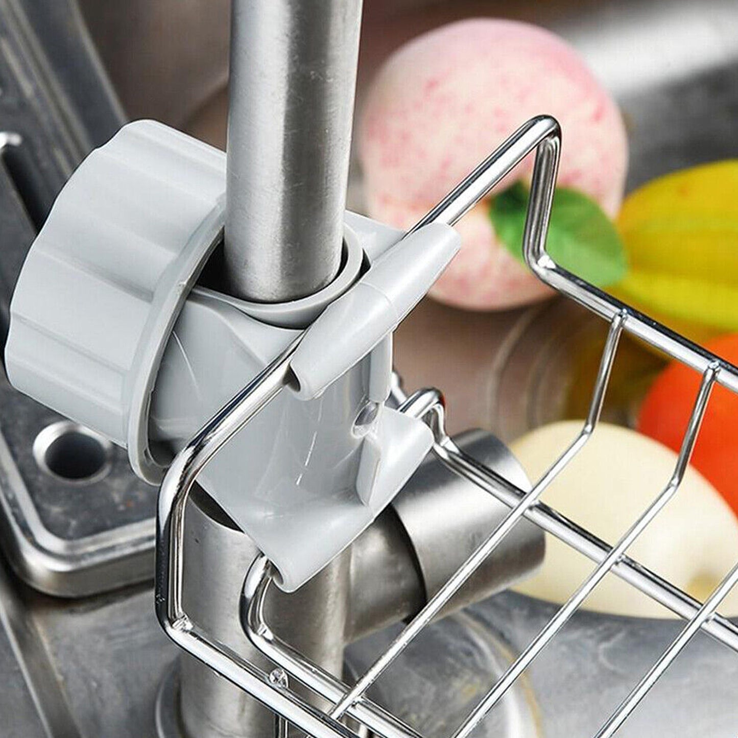 Sponge Holder for Kitchen Sink Faucet Shelf with Cloth Rack Organizer