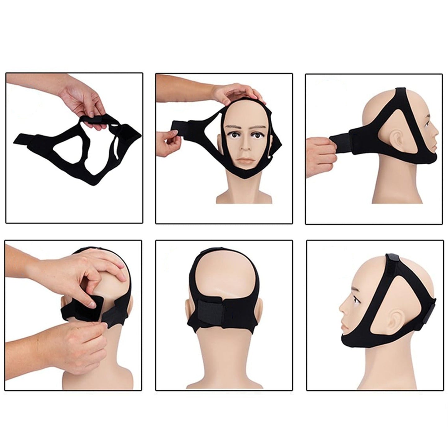 2pcs Anti Snore Chin Strap Jaw Support Belt for Sleep Apnea