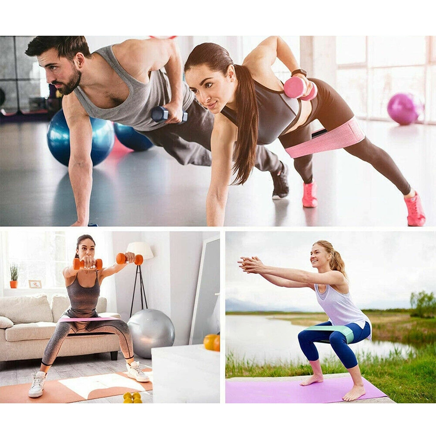 Fabric Hip Circle Bands Set Resistance Booty Workout Exercise Guide Bag