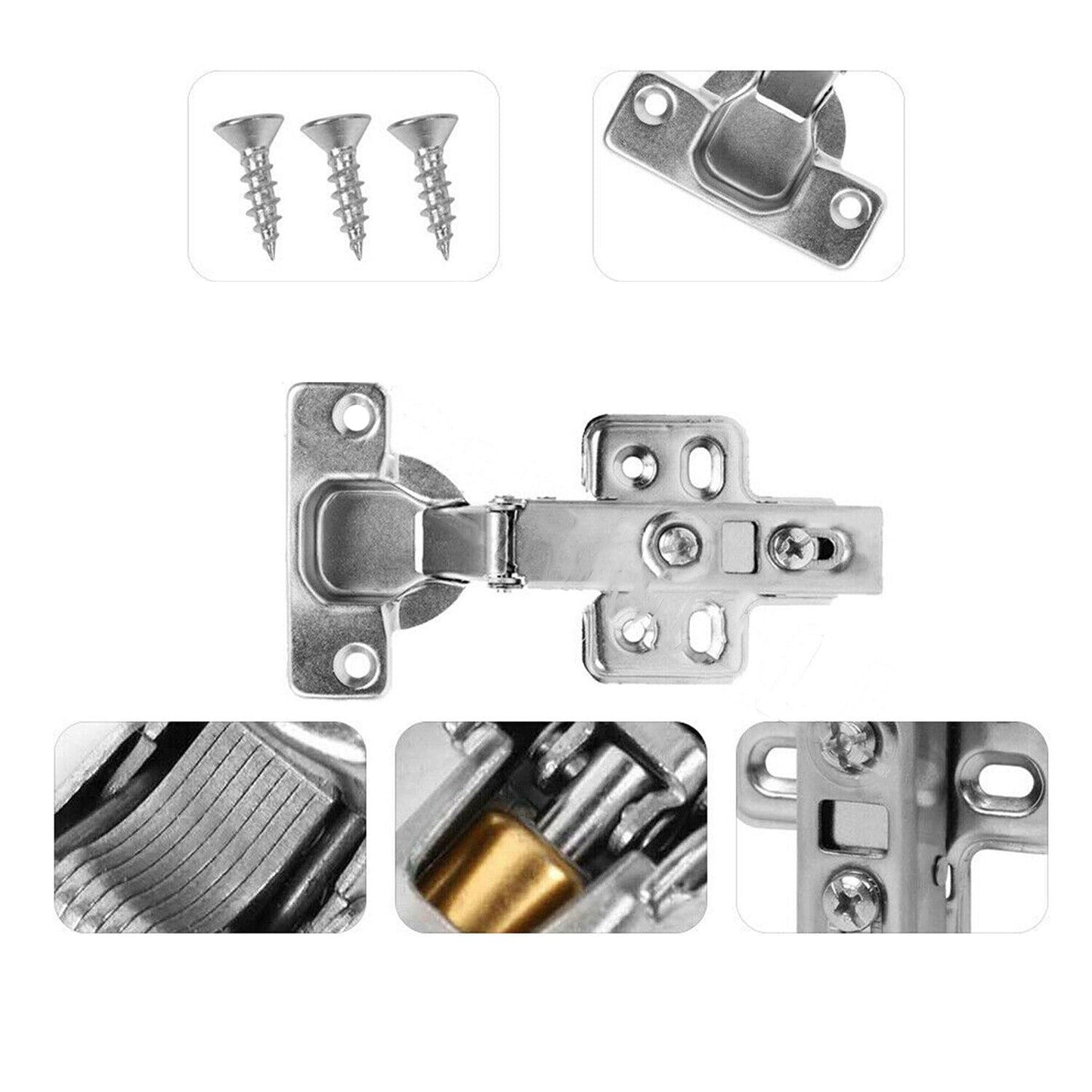 10pcs Kitchen Cabinet Door Hinge Full Overlay Wardrobe Cupboard Close