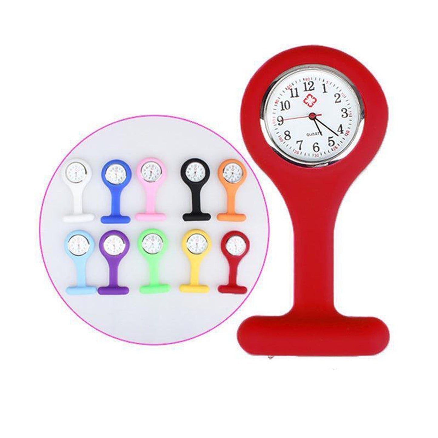Nurse Silicone Brooch Fob Watch with Tunic Clip