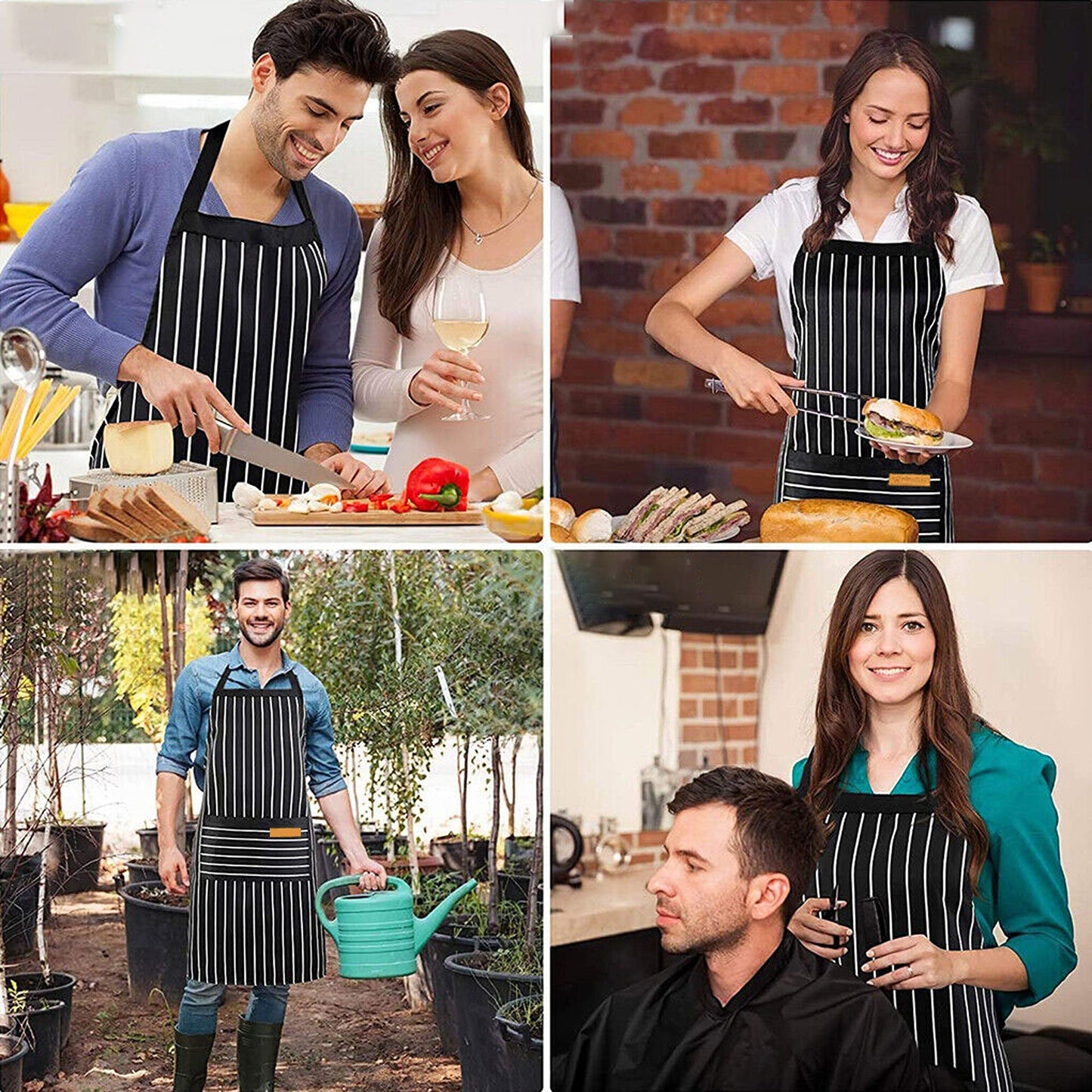 Neck Adjustable Chef Apron with 2 Pockets for Kitchen BBQ