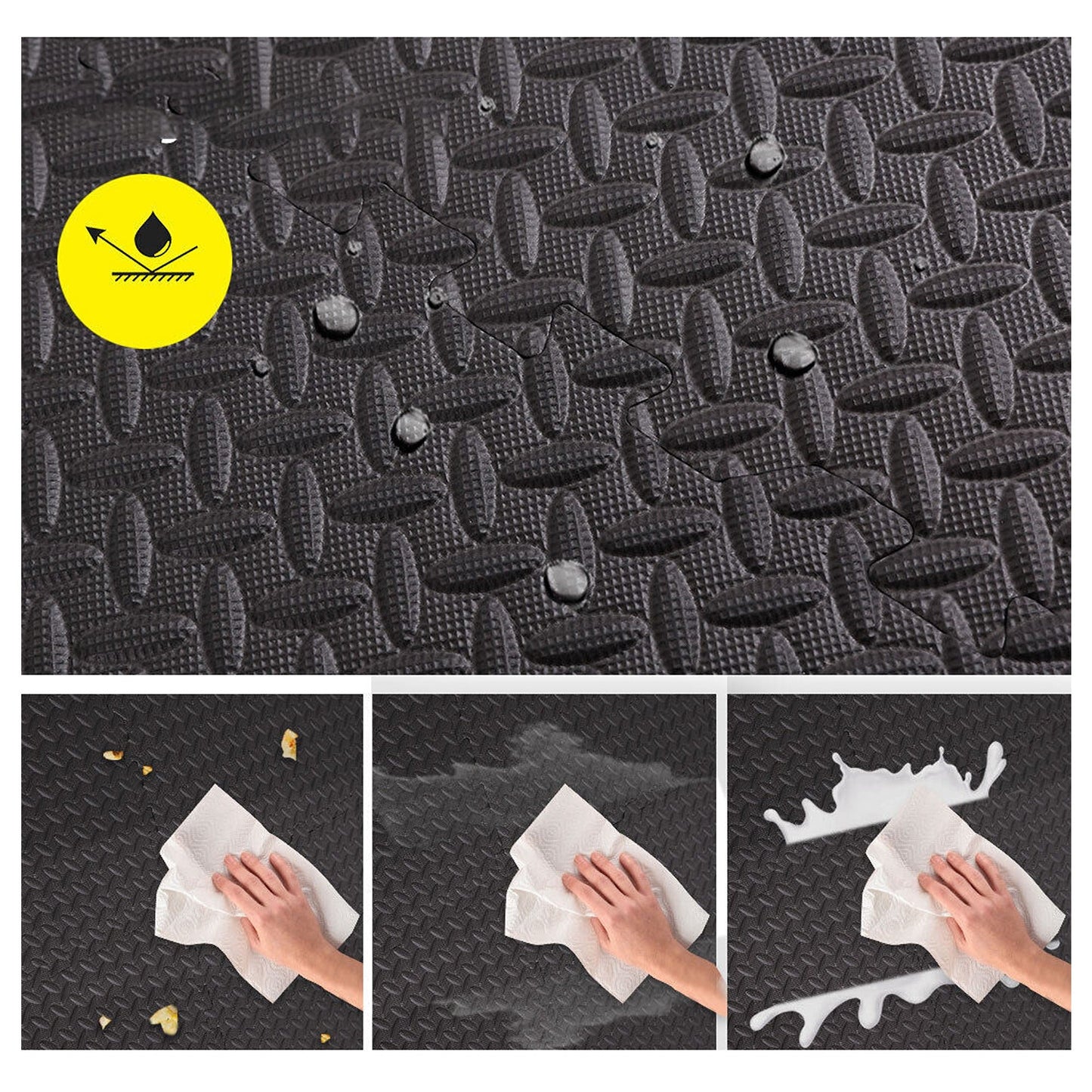 4pcs Heavy Duty Gym Flooring EVA Foam Mat Interlocking Tiles in Black and Grey