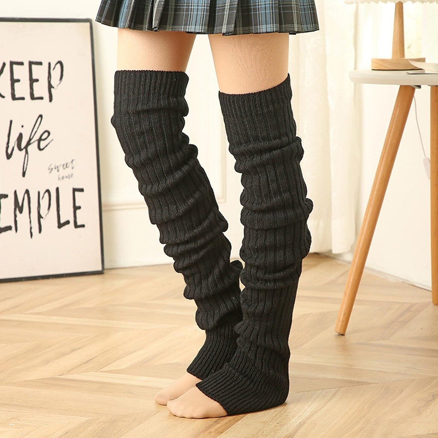 Women Knitted Crochet Thigh High Long Warm Bubble Socks