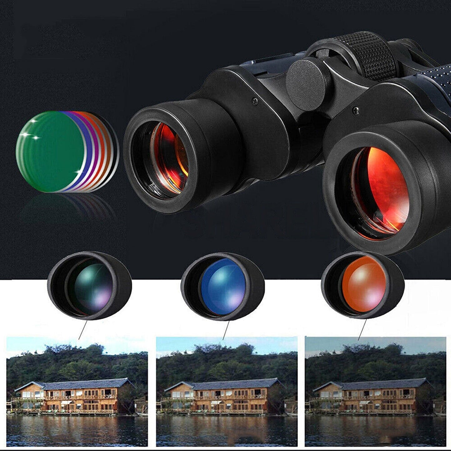 Night Vision HD Marine Binoculars for Hunting Wide Field with Coordinate