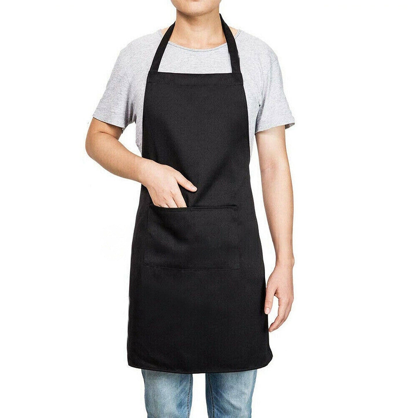 Durable Plain Chef Apron with Pocket Washable Kitchen Bib