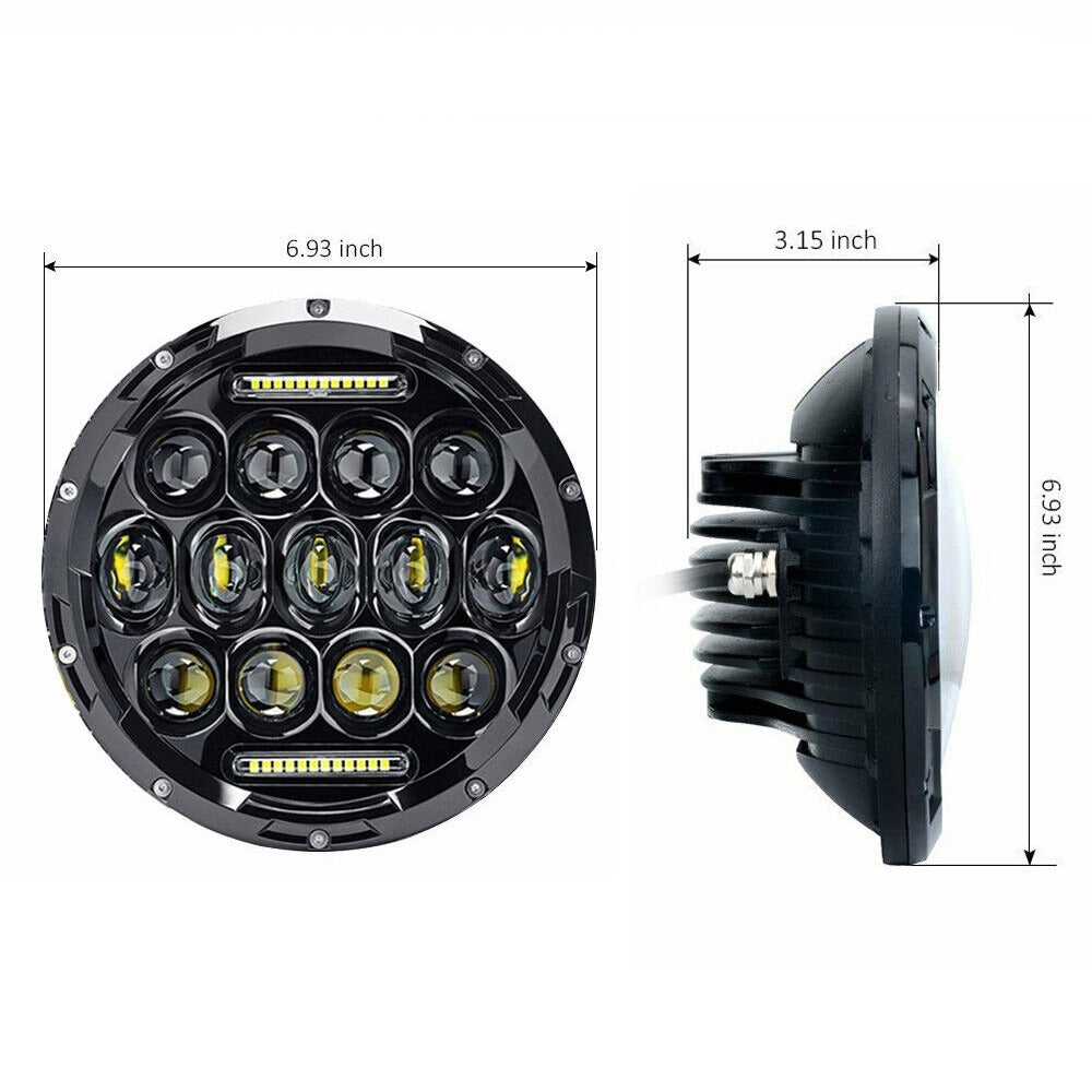 7in Pair of Round LED Headlights with DRL for Patrol GQ