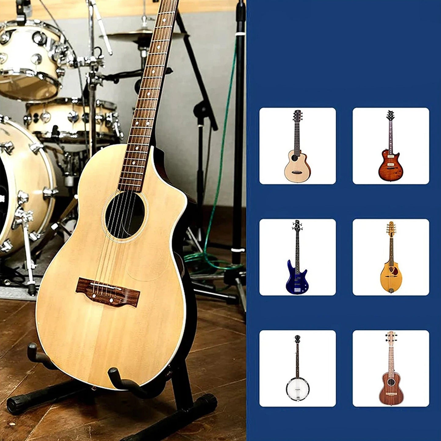 Guitar Stand Foldable Tripod Bass Electric Acoustic Holder