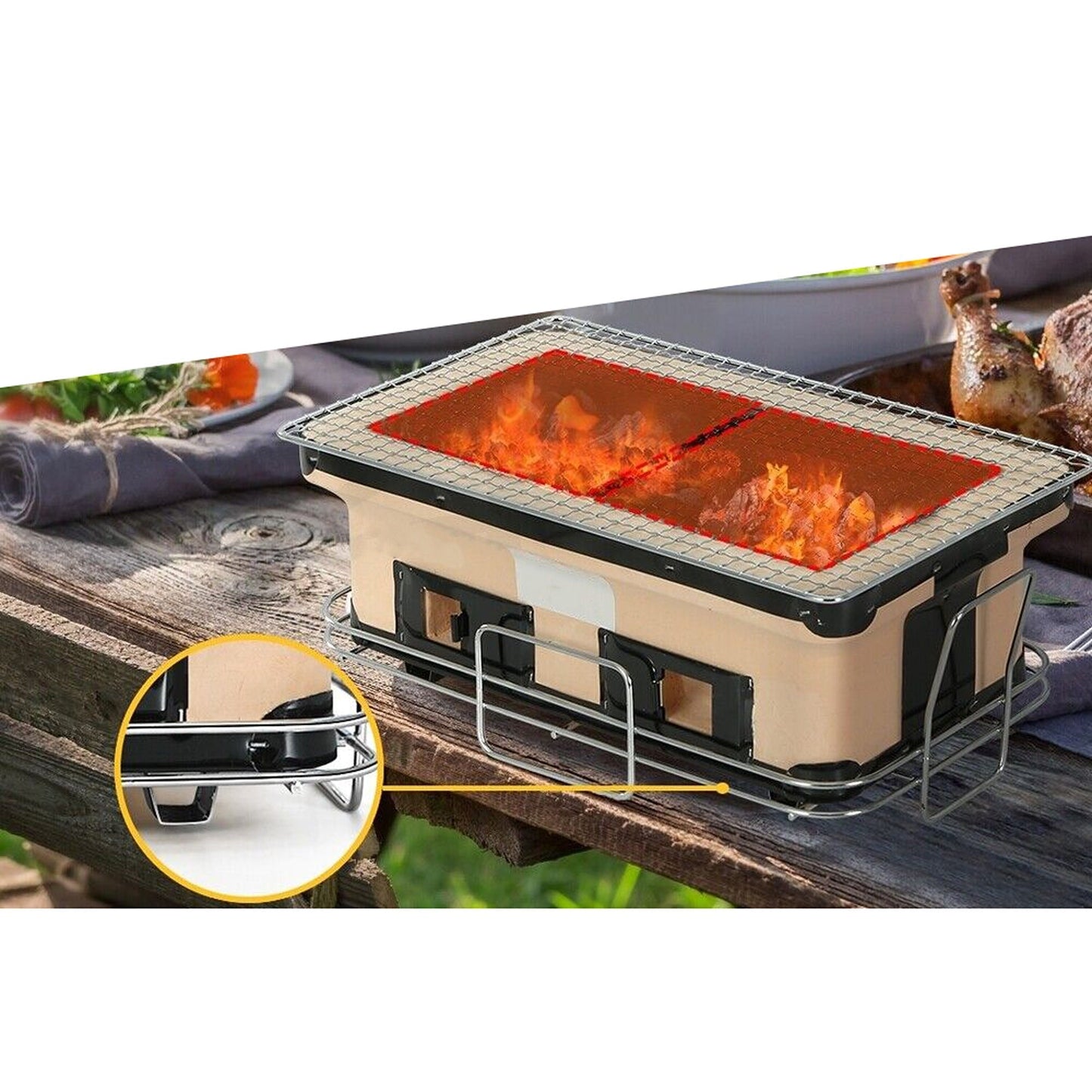 Japanese Tabletop Ceramic Hibachi BBQ Grill Smoker Charcoal Barbecue