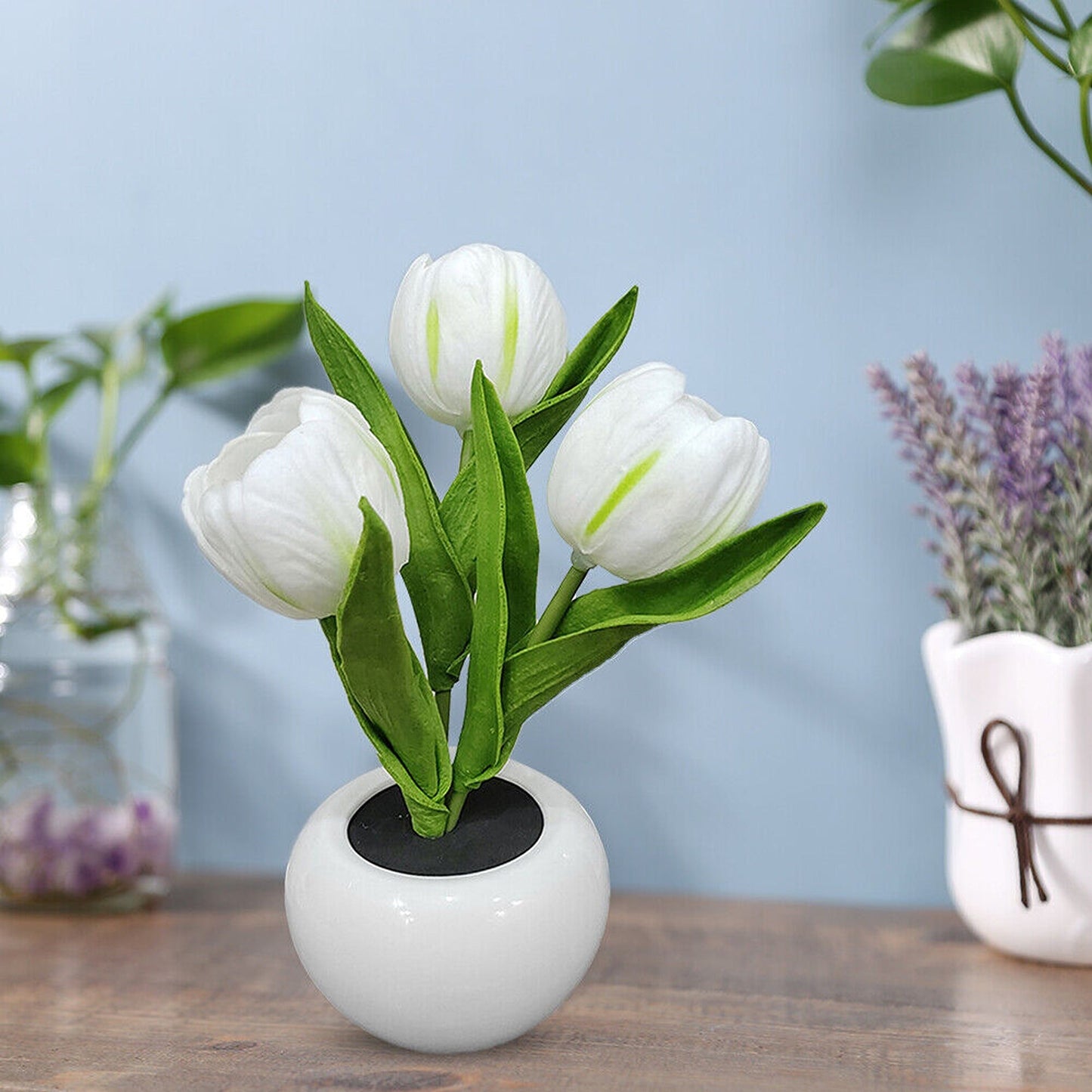Tulip Flower Night Light Potted Plant Table Lamp