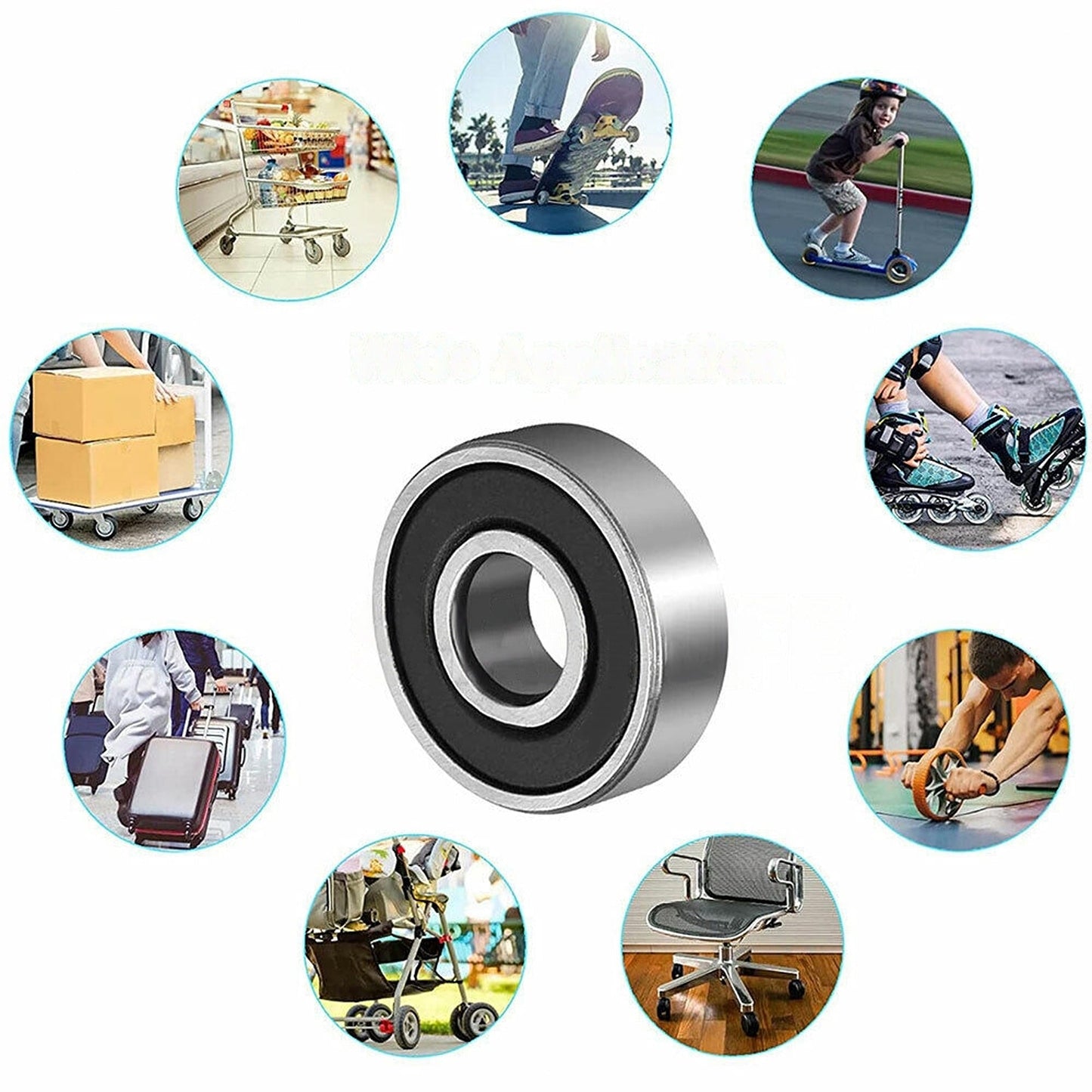 10pcs 608RS Sealed Ball Bearings for Skateboard Roller Scooters