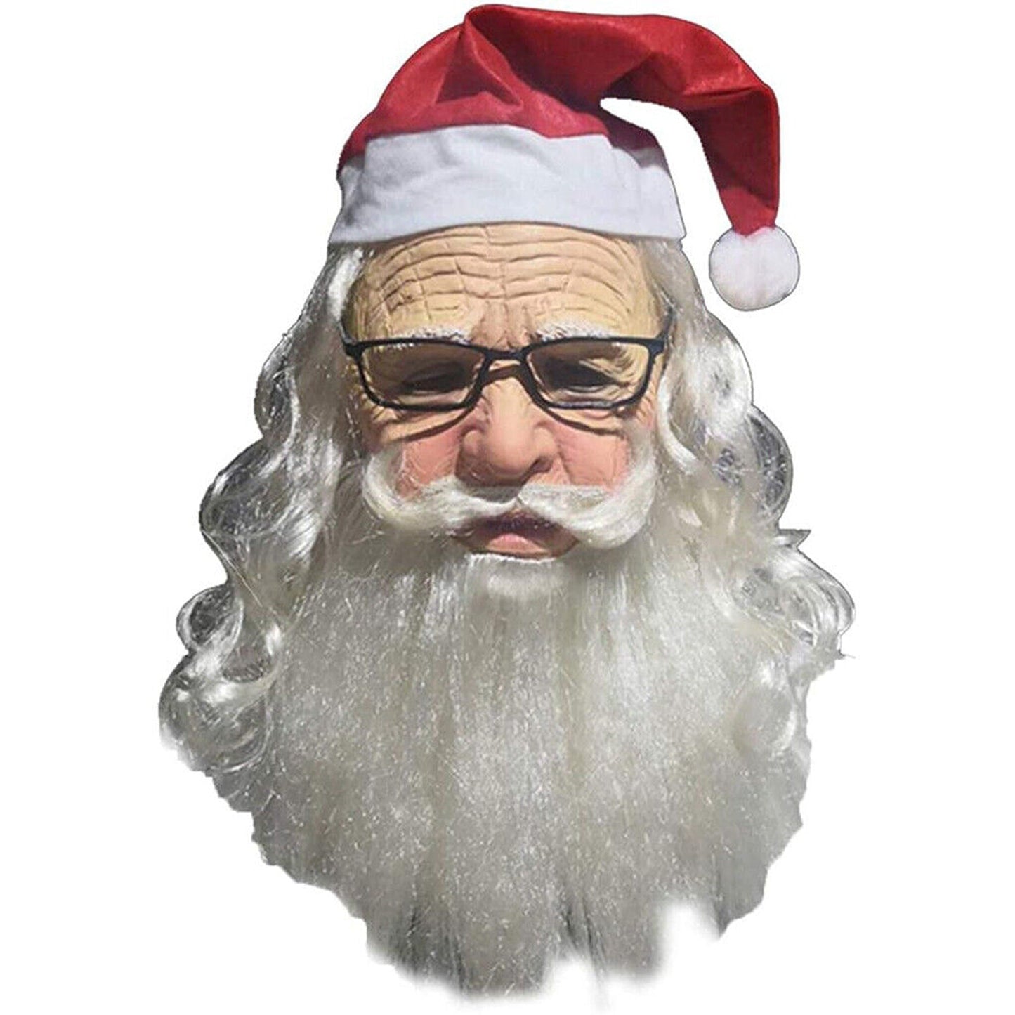 Christmas Cosplay Latex Mask with White Beard for Parties