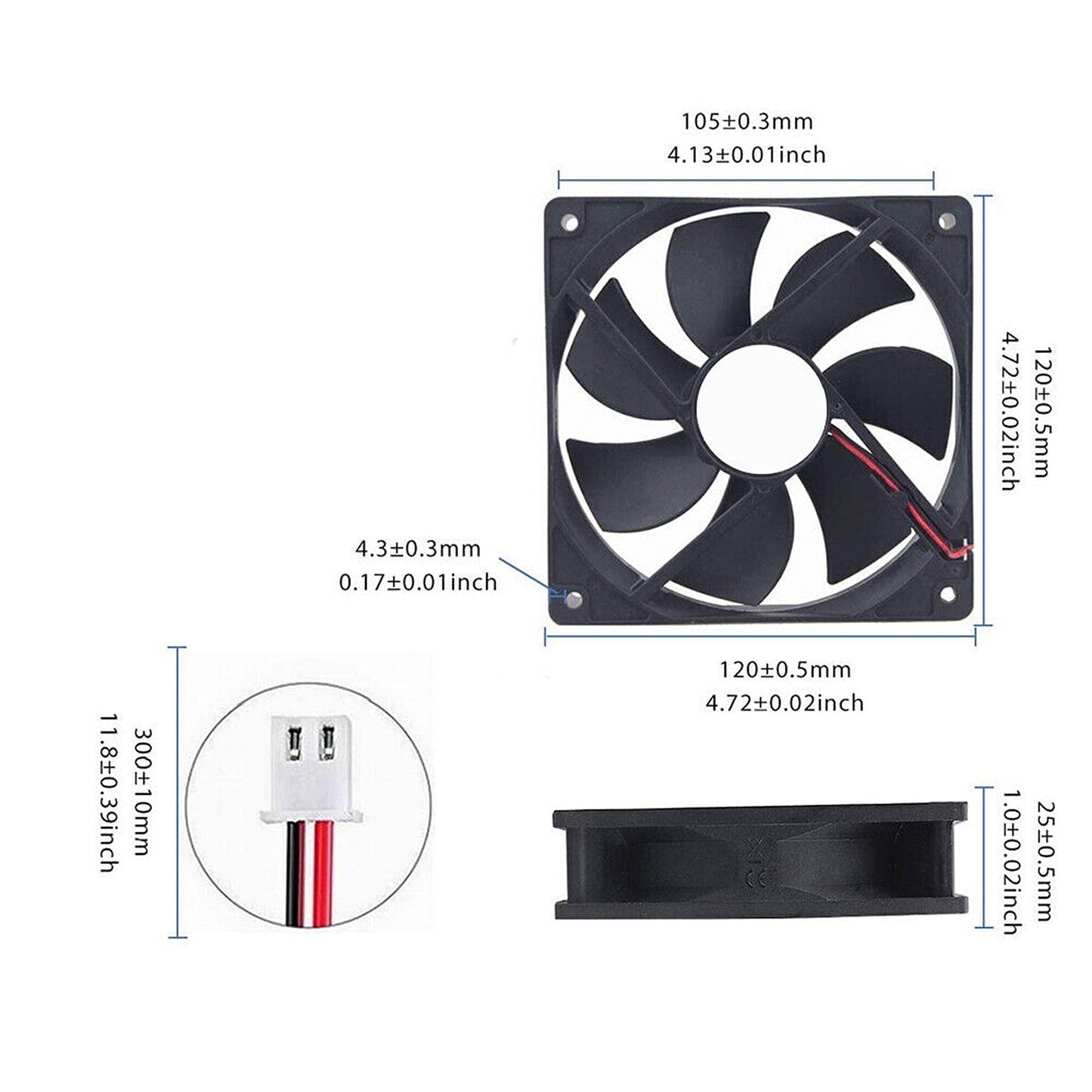 2pcs Brushless Cooling Fan Silent Dual Ball Bearing 120mm 12V